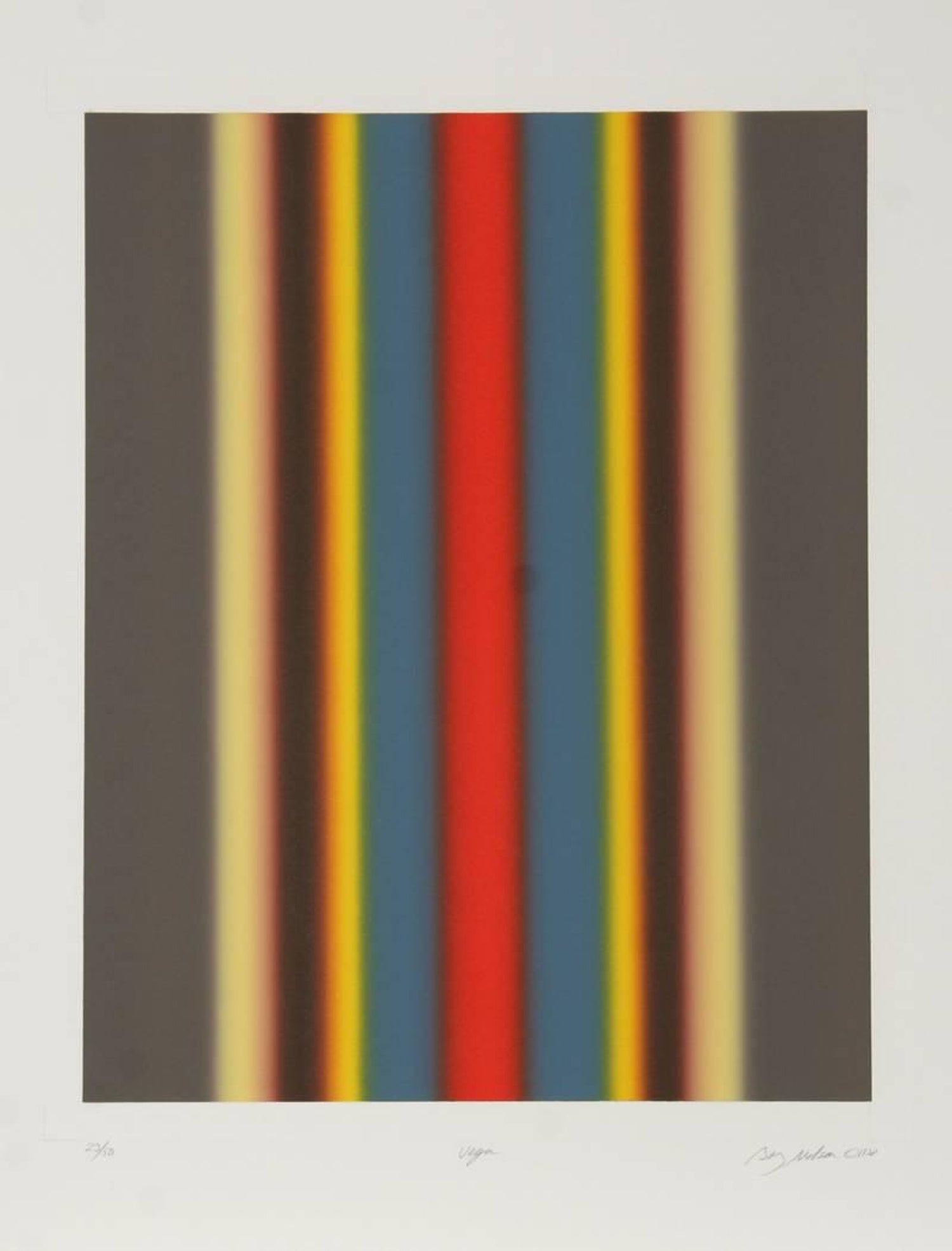 Abstract Aquatint Etching Ross Bleckner Zig Zag lines New York Artist D Loop