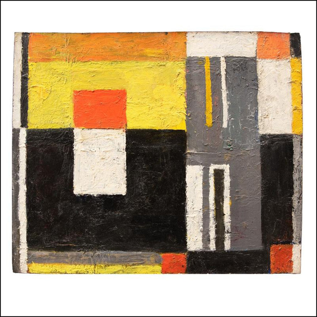 Feminist Surrealist French Abstract Apres Mondrian Oil Painting Myriam Bat Yosef