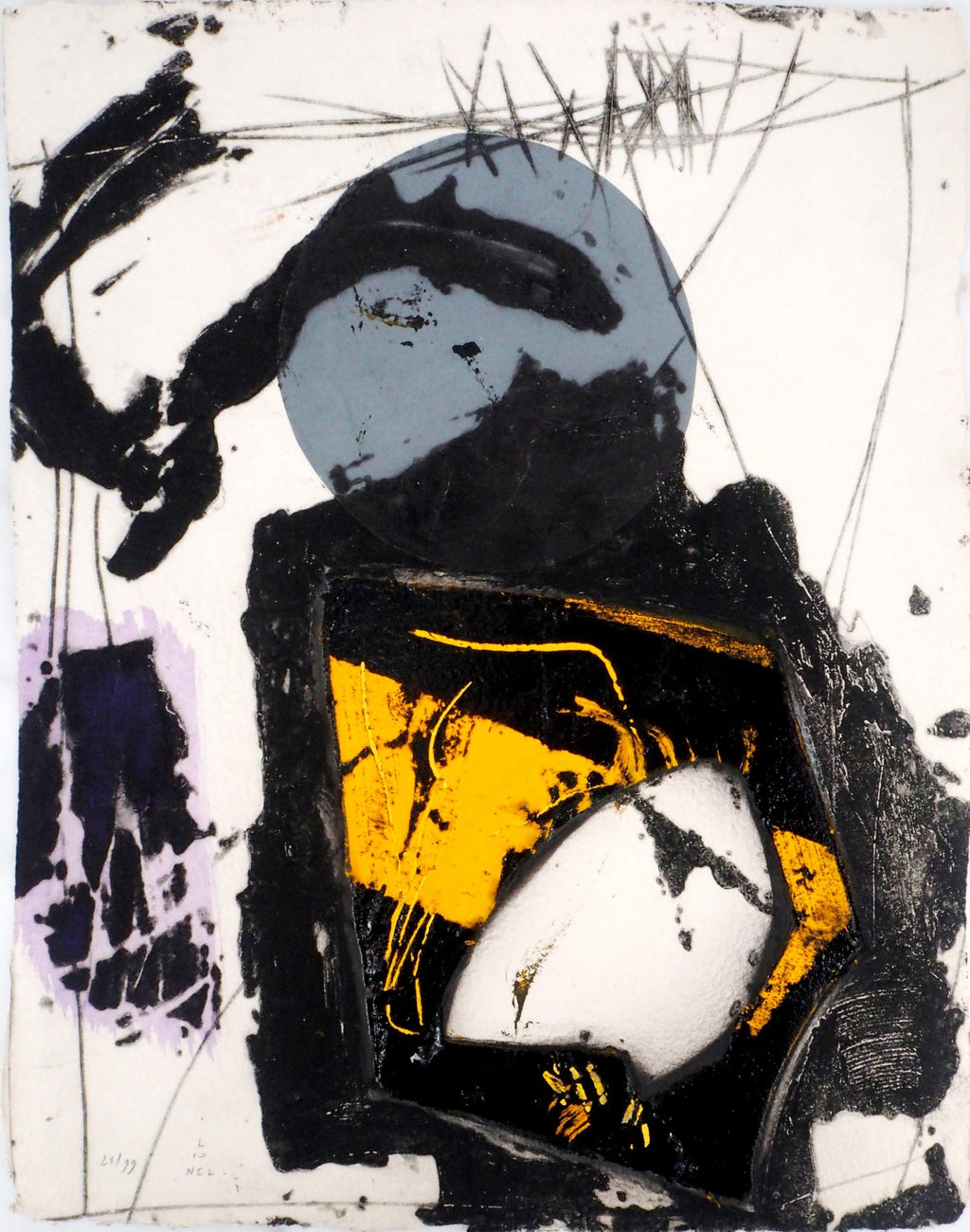 Lunar Landscape Abstract Signed Numbered Screenprint Yellow
