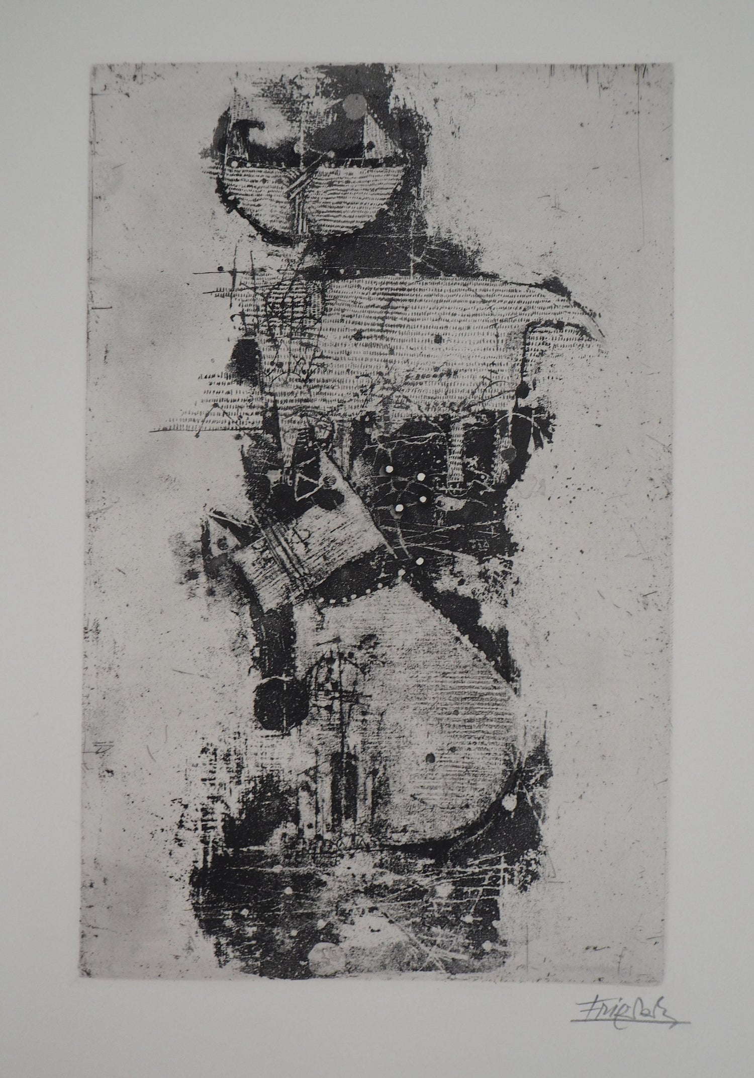 Interior View Dogs Running By Table Abstract Modernist Etching, Robert Birmelin