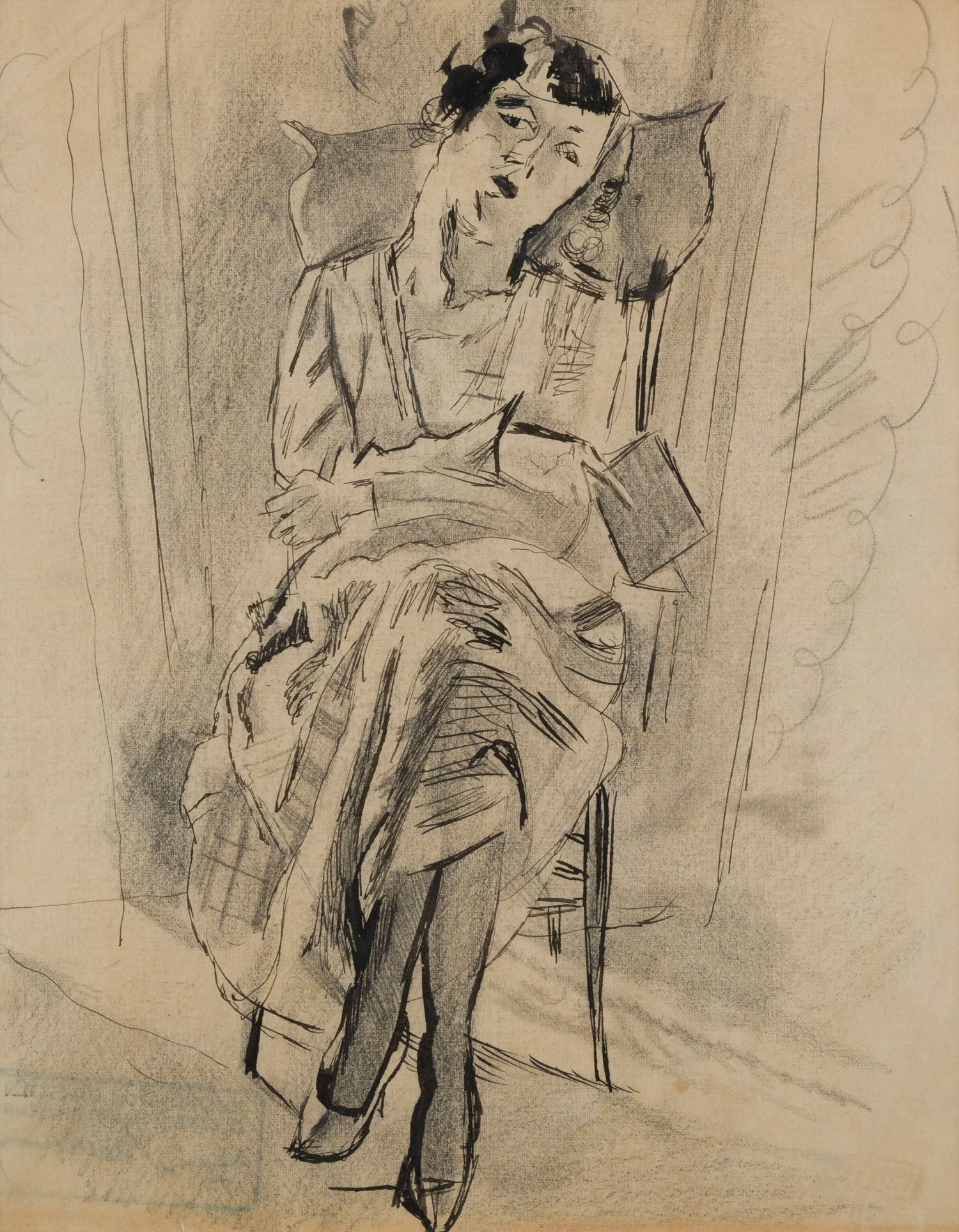 German Expressionist Drawing, Watercolor Painting Jules Pascin Cuba Scene 1910