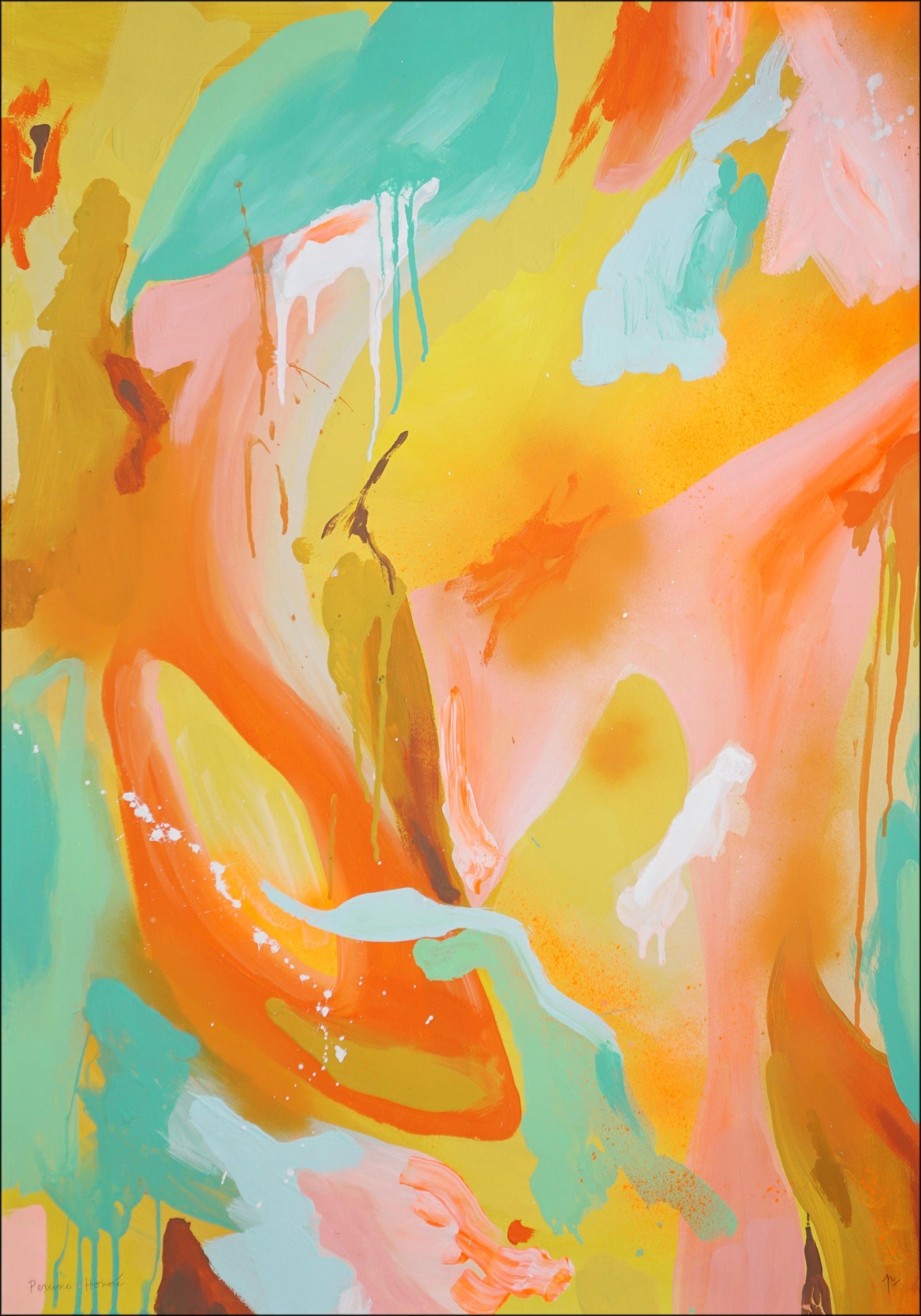 Modernist Gestural Abstract Color Field Painting Woman Artist Francine Tint