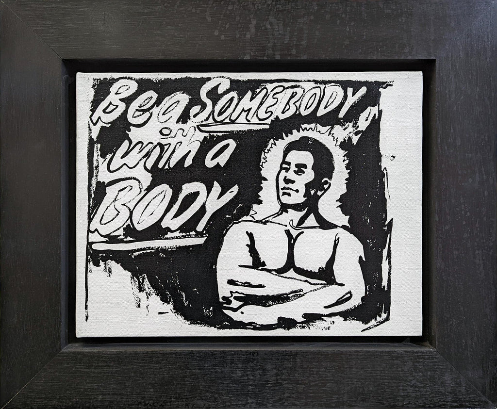Rare Unique Oil Painting Silkscreen of Fabio Pop Art 80s Icon