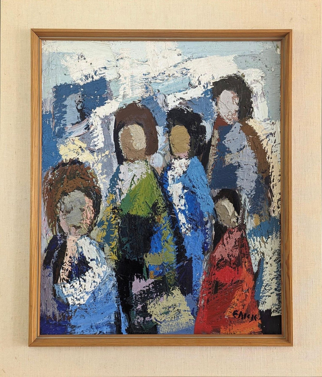 Family Portrait, Large Surrealist Oil Painting Mother, Children, Neo Surrealism