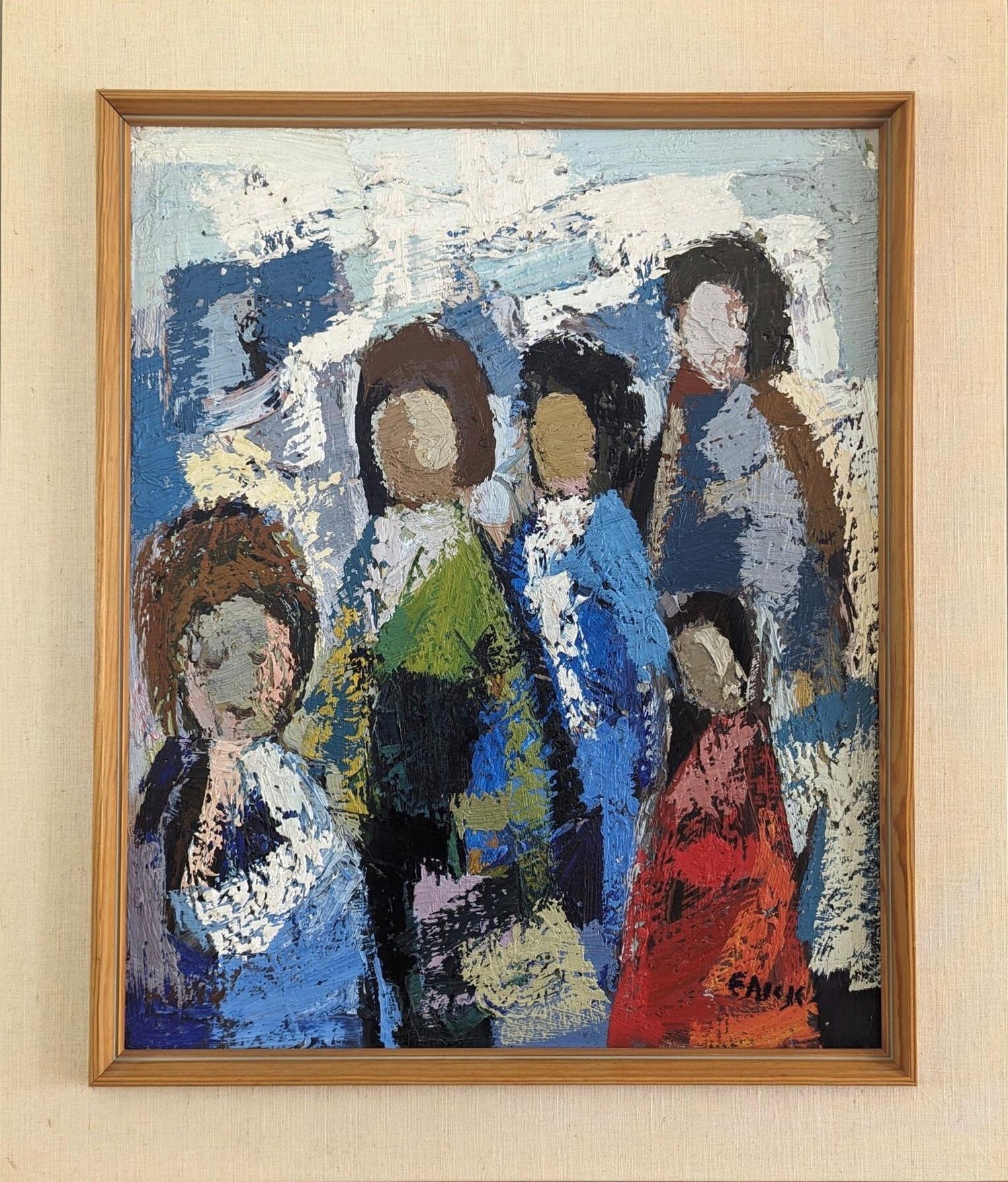 Family Portrait, Large Surrealist Oil Painting Mother, Children, Neo Surrealism