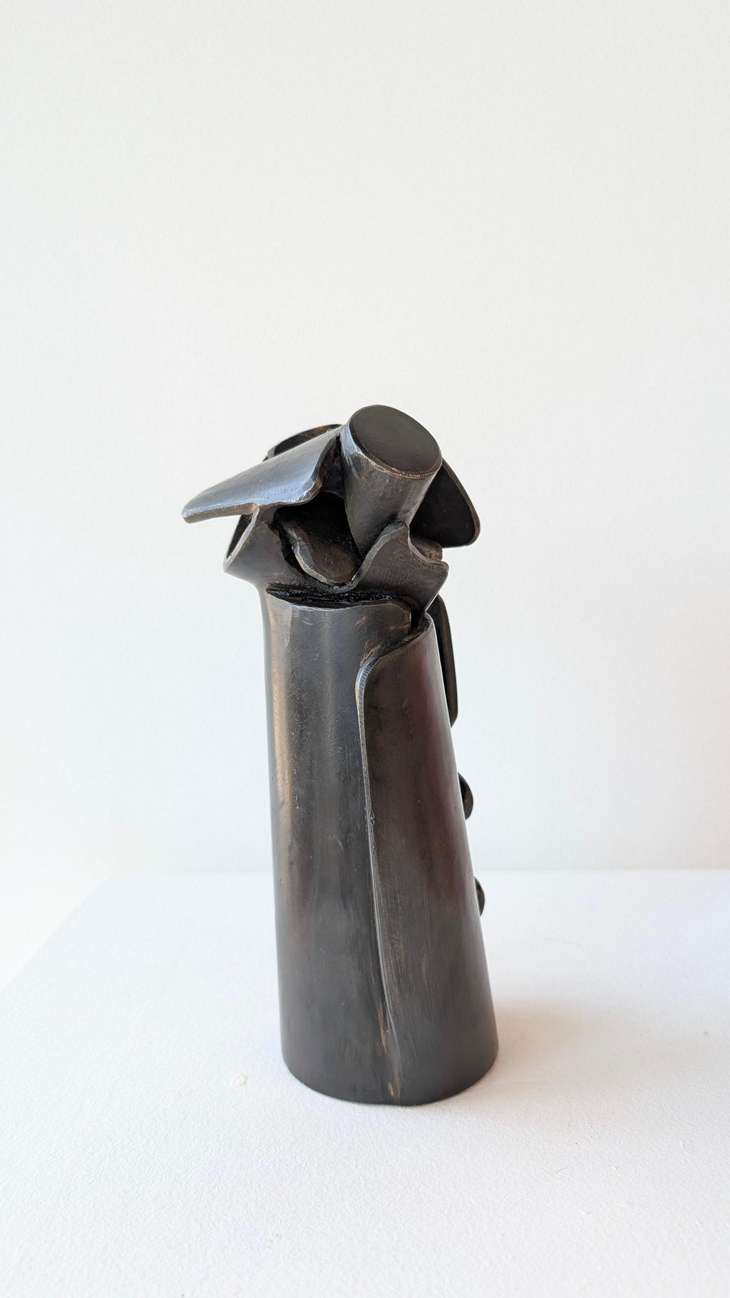 Mod Brutalist Abstract Metal & Painting Heavy Sculpture Bust George Nama