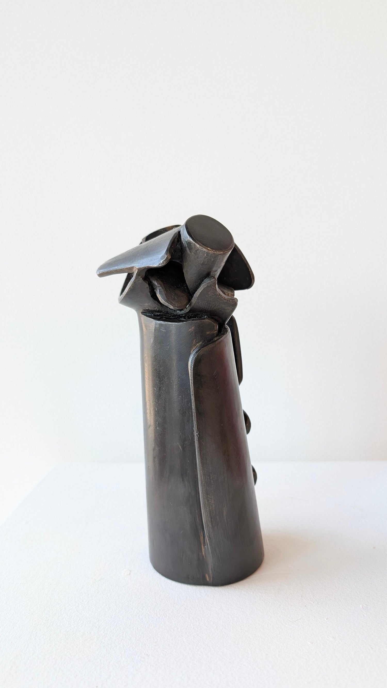Mod Brutalist Abstract Metal & Painting Heavy Sculpture Bust George Nama