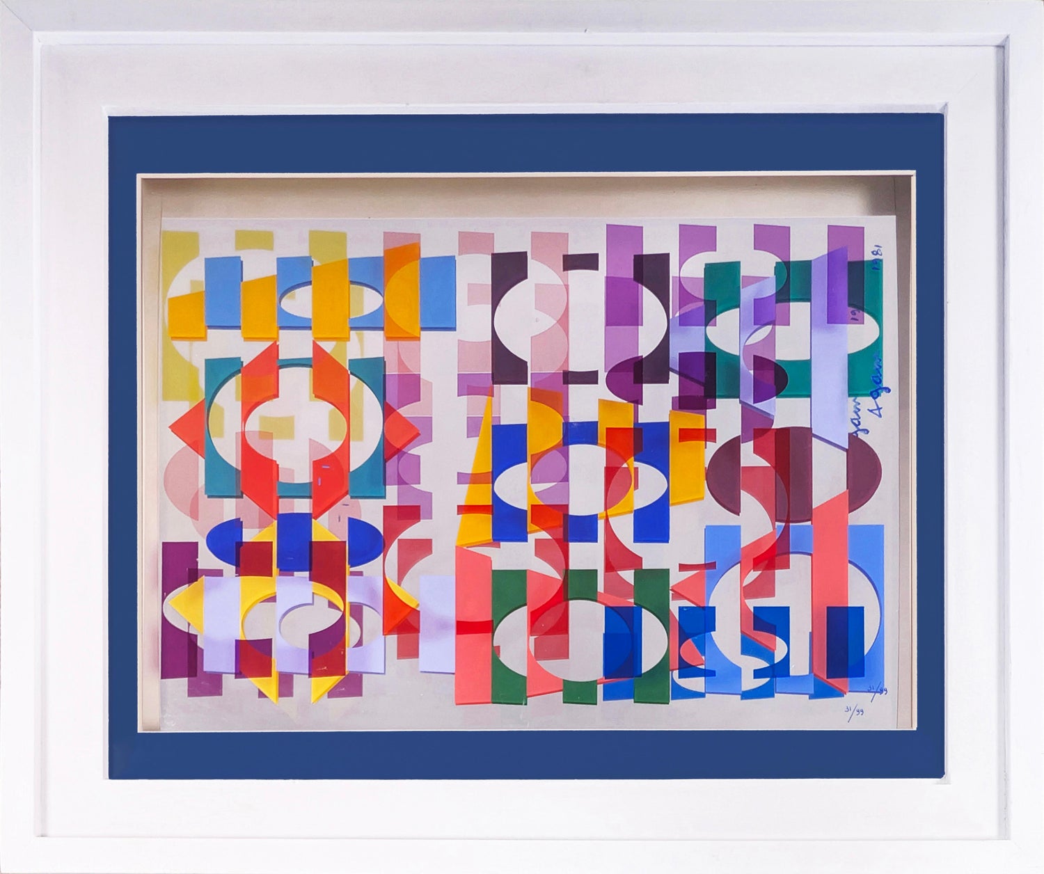Vintage Agam American Portrait Abstract Modernist Offset Print Poster