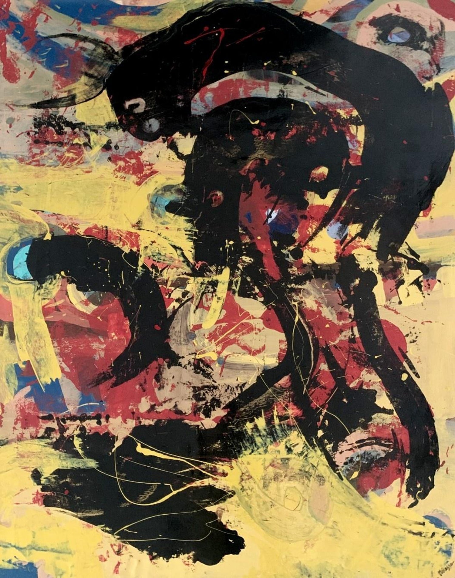 Large Modernist Colorful Atelier French Expressionist Oil Painting Tony Agostini