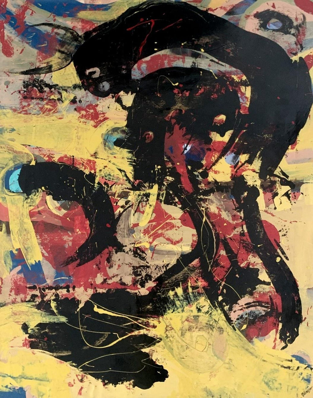 Large Figural Abstract Oil Painting Collage LA California Artist Peter Liashkov