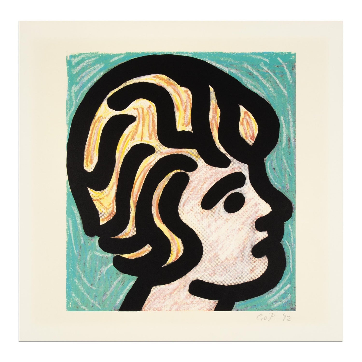 Rare Unique Oil Painting Silkscreen of Fabio Pop Art 80s Icon