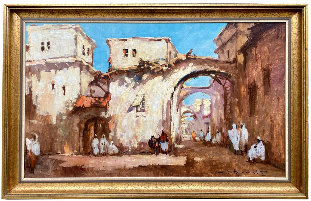 Orientalist Cairo Market Street Scene, Middle Eastern Bazaar