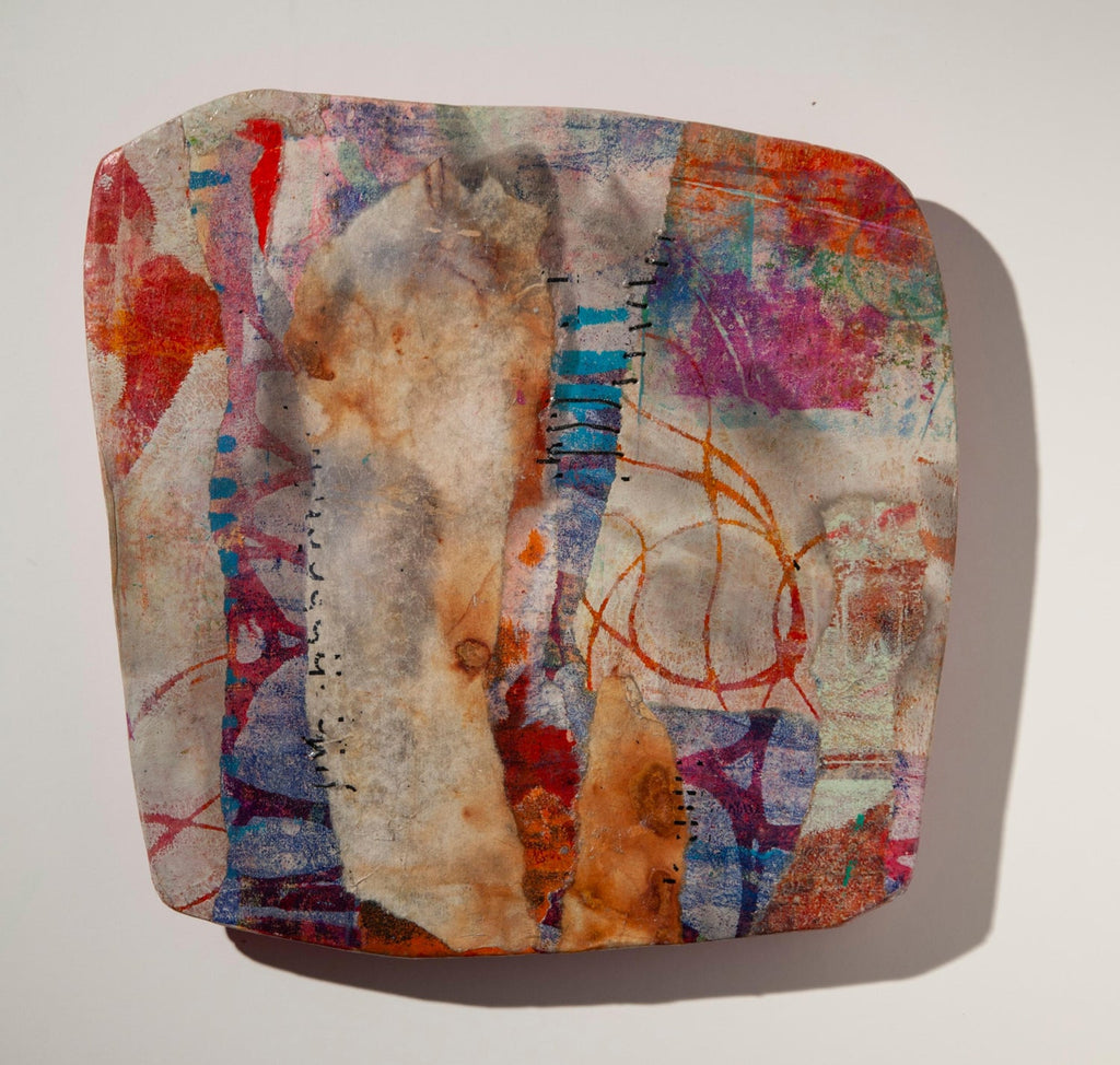 Modernist Abstract Cast Paper Sculpture Textile Collage Wall Hanging