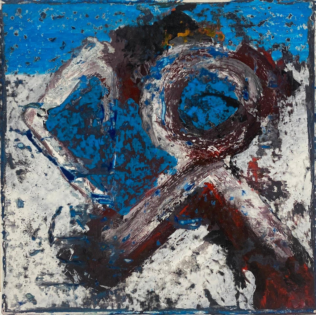 Abstract Painted Ceramic Tile Pop Art Painting Italian Neo Figurative Painting