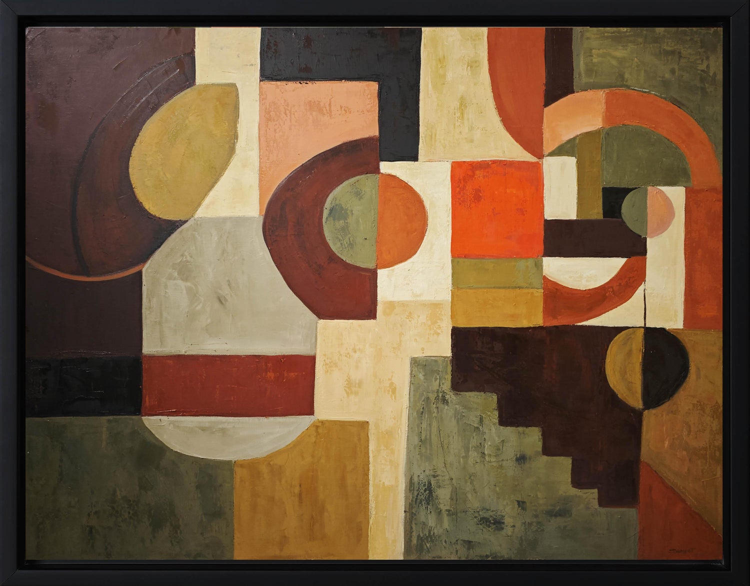 French Post War Geometric Abstract Oil Painting Kinetic Op Art Edgard Pillet