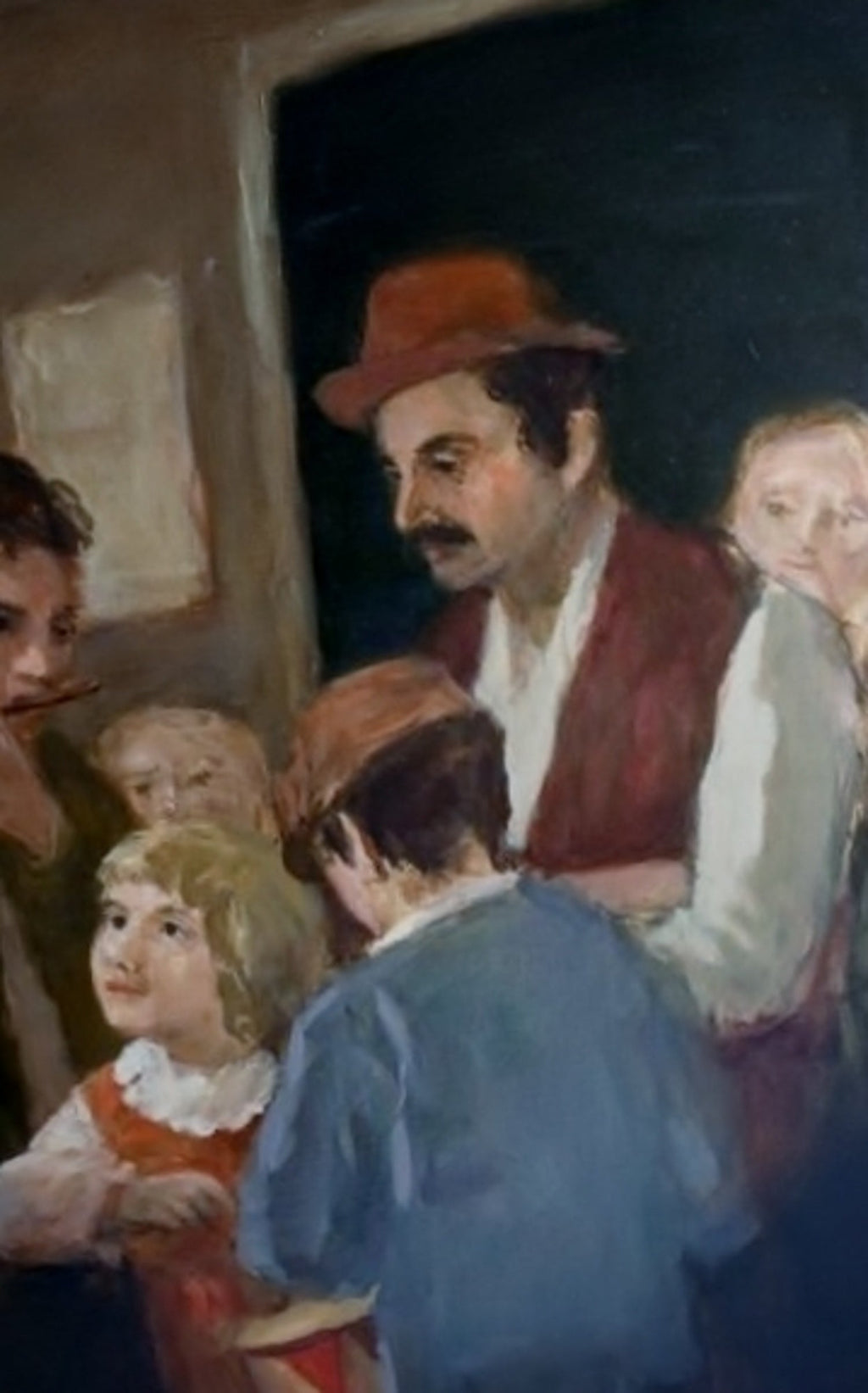 Seymour Remenick Large Modernist Figurative Oil Painting "Folk Singers" Hippies