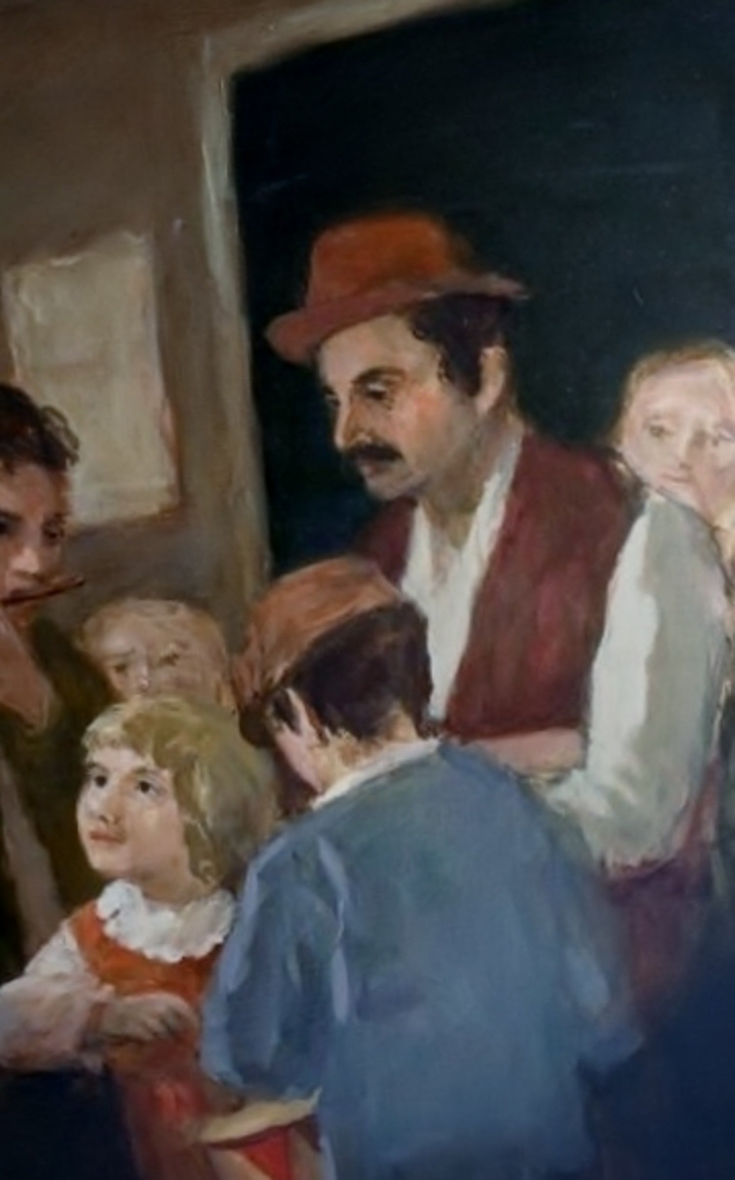Seymour Remenick Large Modernist Figurative Oil Painting "Folk Singers" Hippies