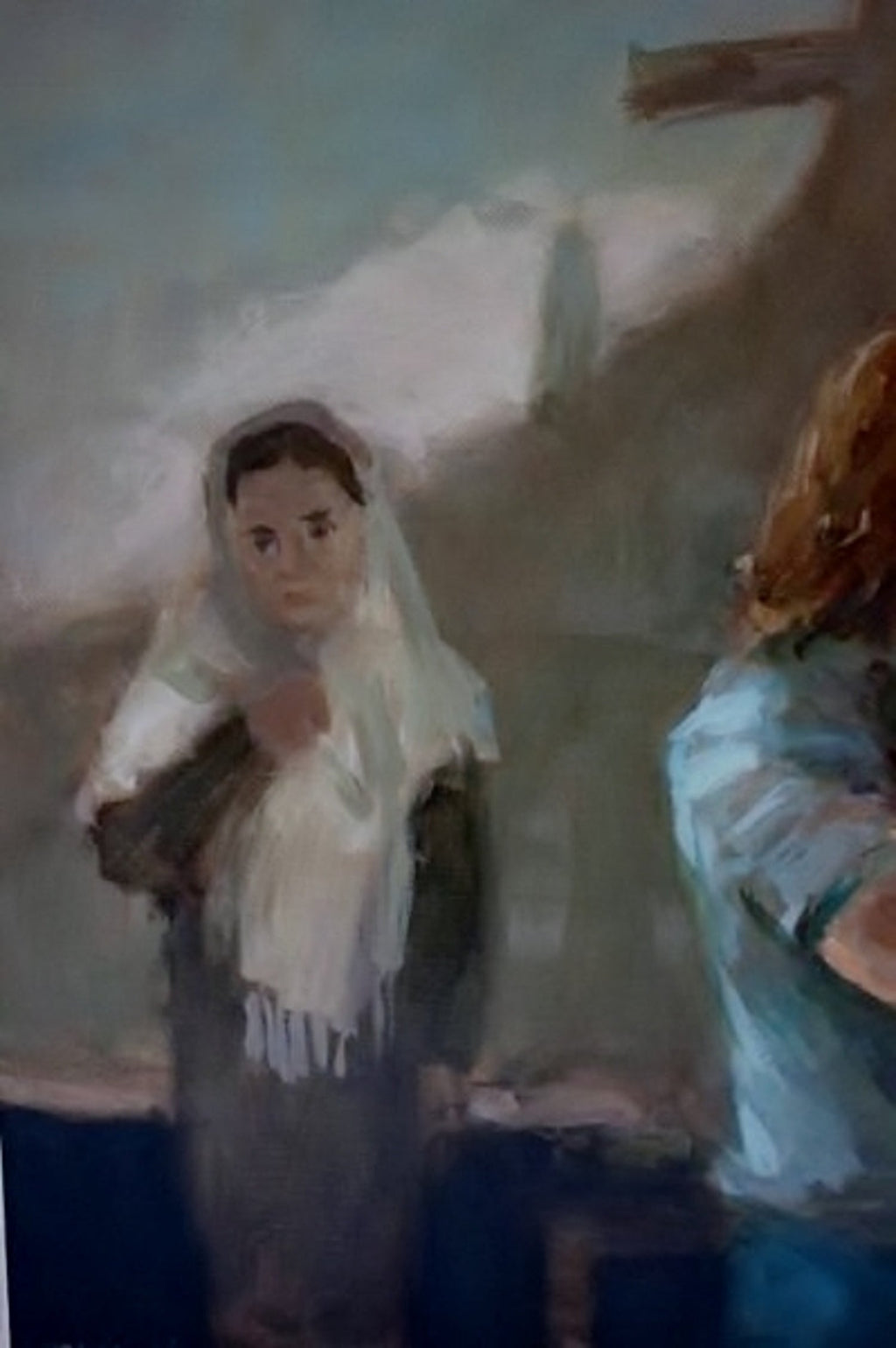 Seymour Remenick Large Modernist Figurative Oil Painting "Folk Singers" Hippies