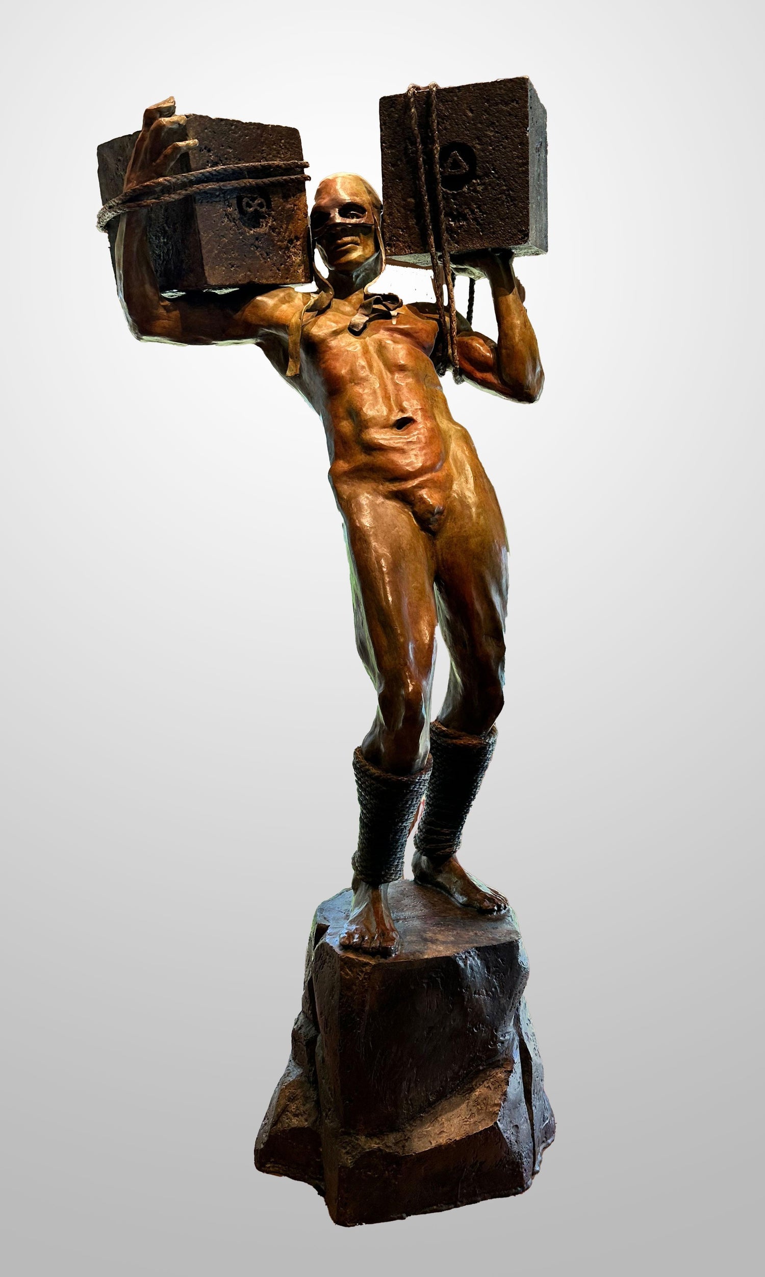 Weight Lifter Chinese Contemporary Art Bronze Sclupture
