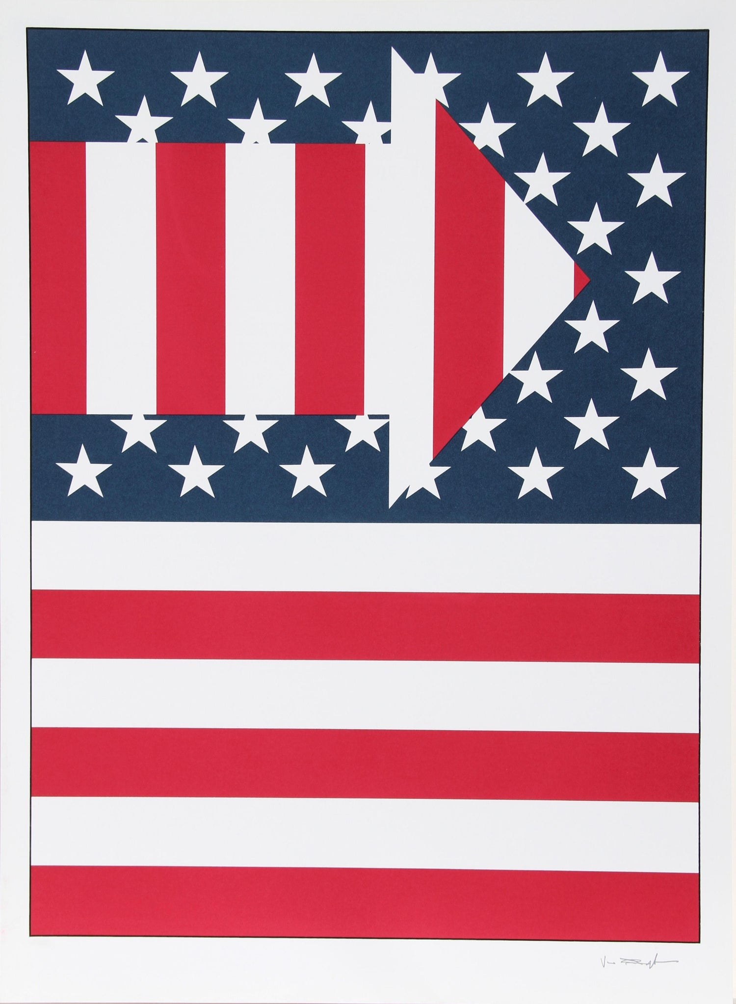 Ohio Art Modern Americana Patriotic Lithograph American Flag Attentive Patriots