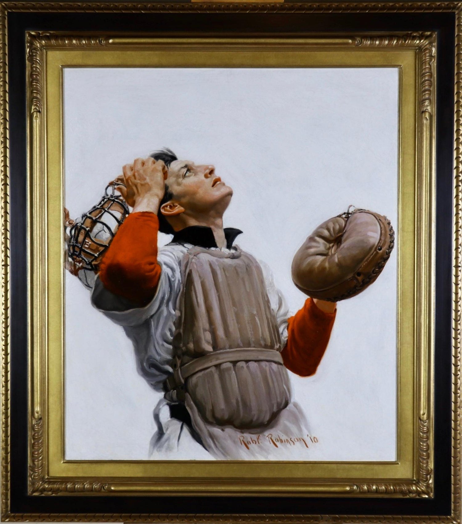 Large American Modernist Oil Painting Baseball Game the Tryout Sidney Goodman