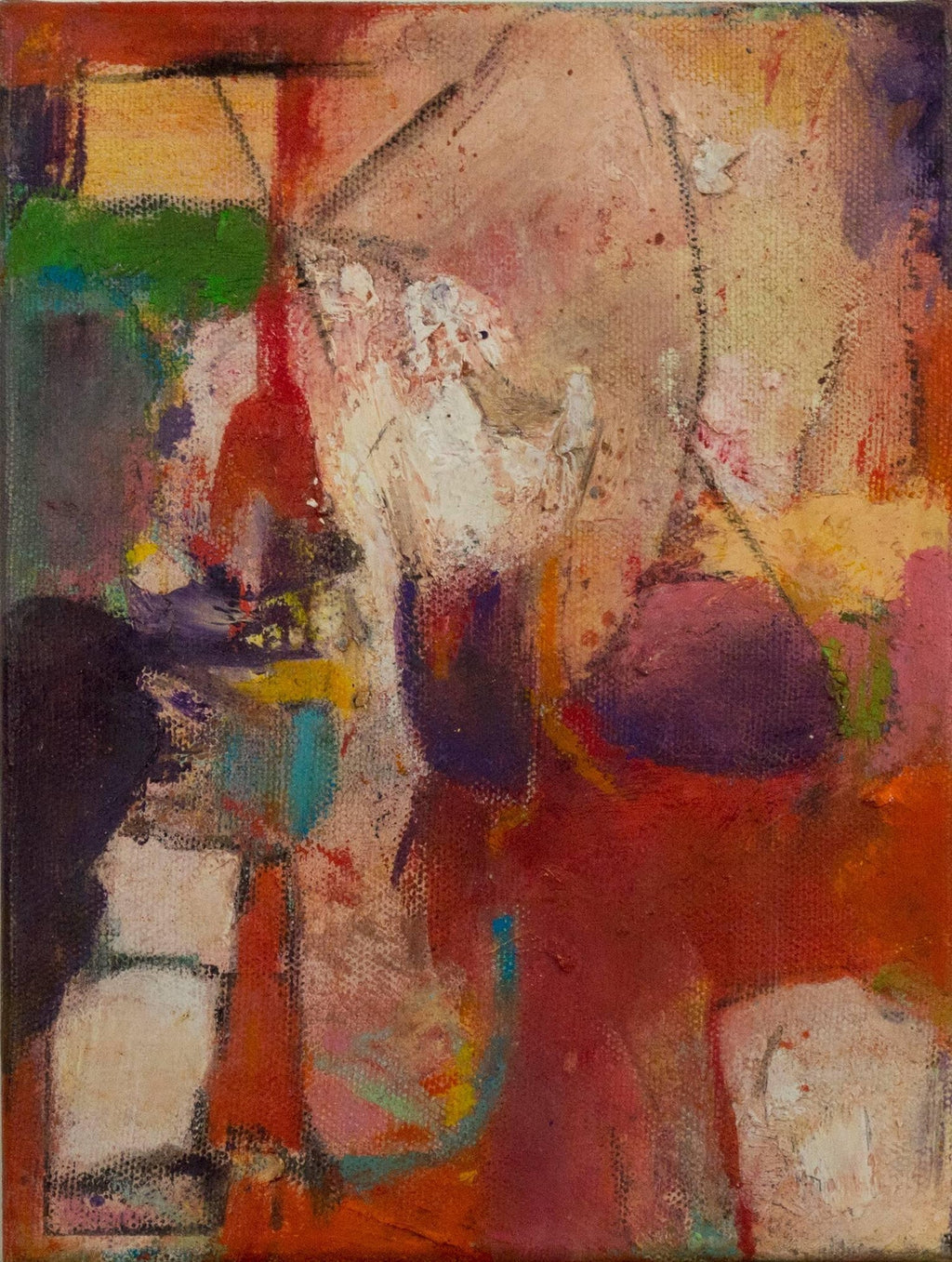 Abstract Expressionist Composition with Heart Jay Milder Rhino Horn Oil Painting