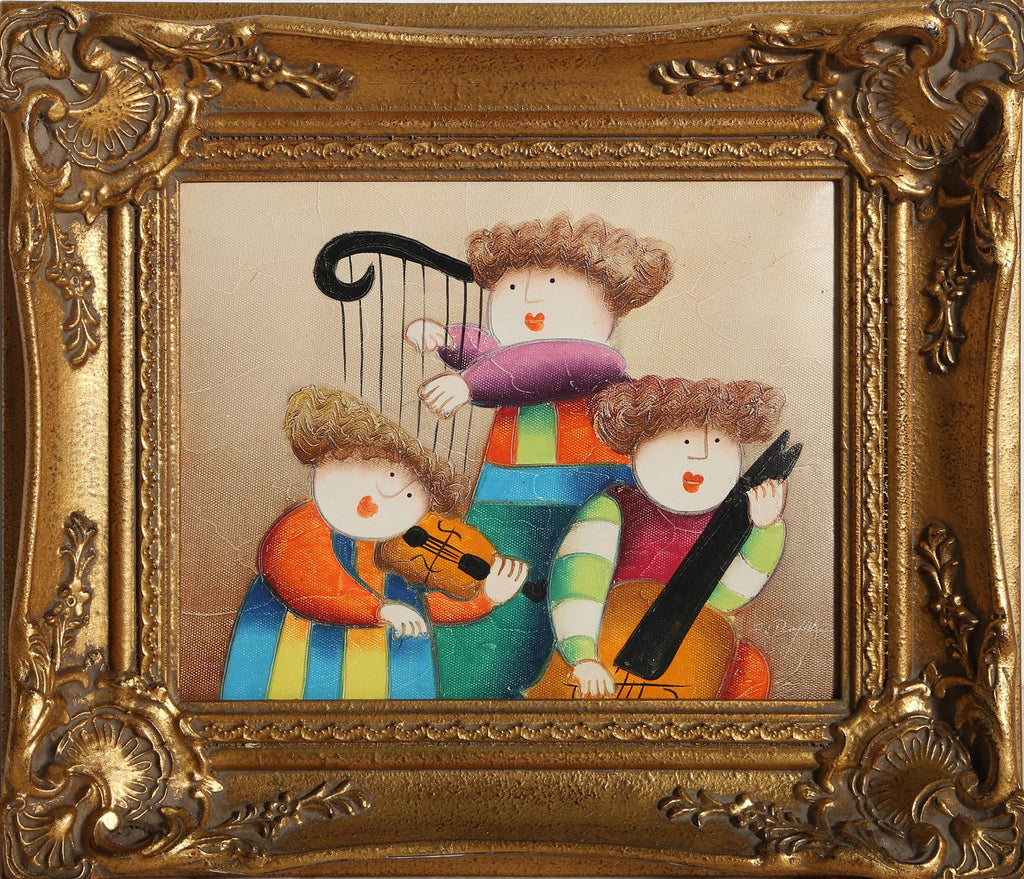 Large Colorful Music Notes Israeli Modernist Oil Painting Dorit Levi Musical Art
