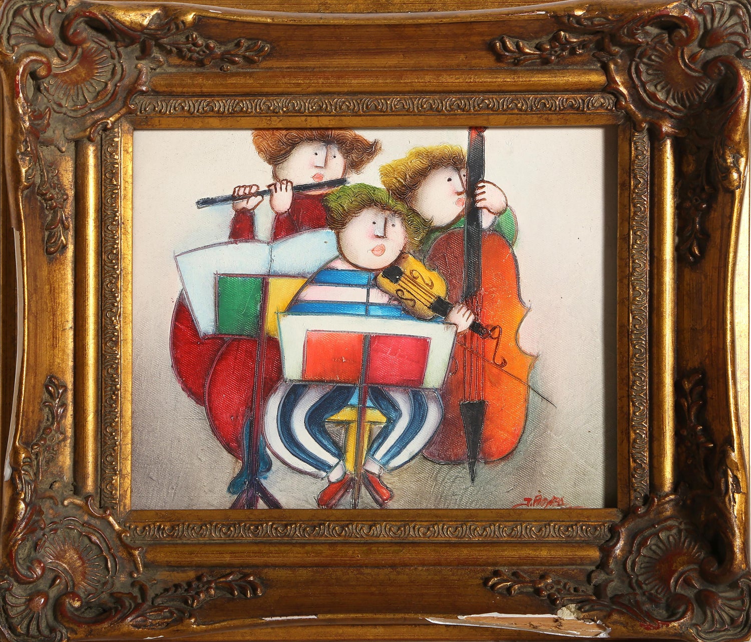 Large Colorful Music Notes Israeli Modernist Oil Painting Dorit Levi Musical Art
