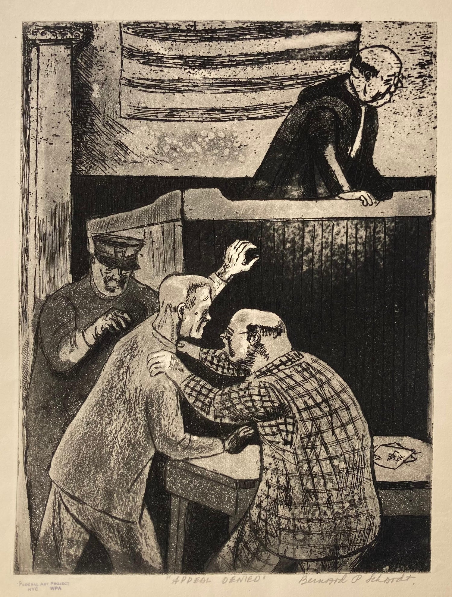 New York Social Realist Etching Cease To Do Evil Learn To Do Well WPA Artist NYC