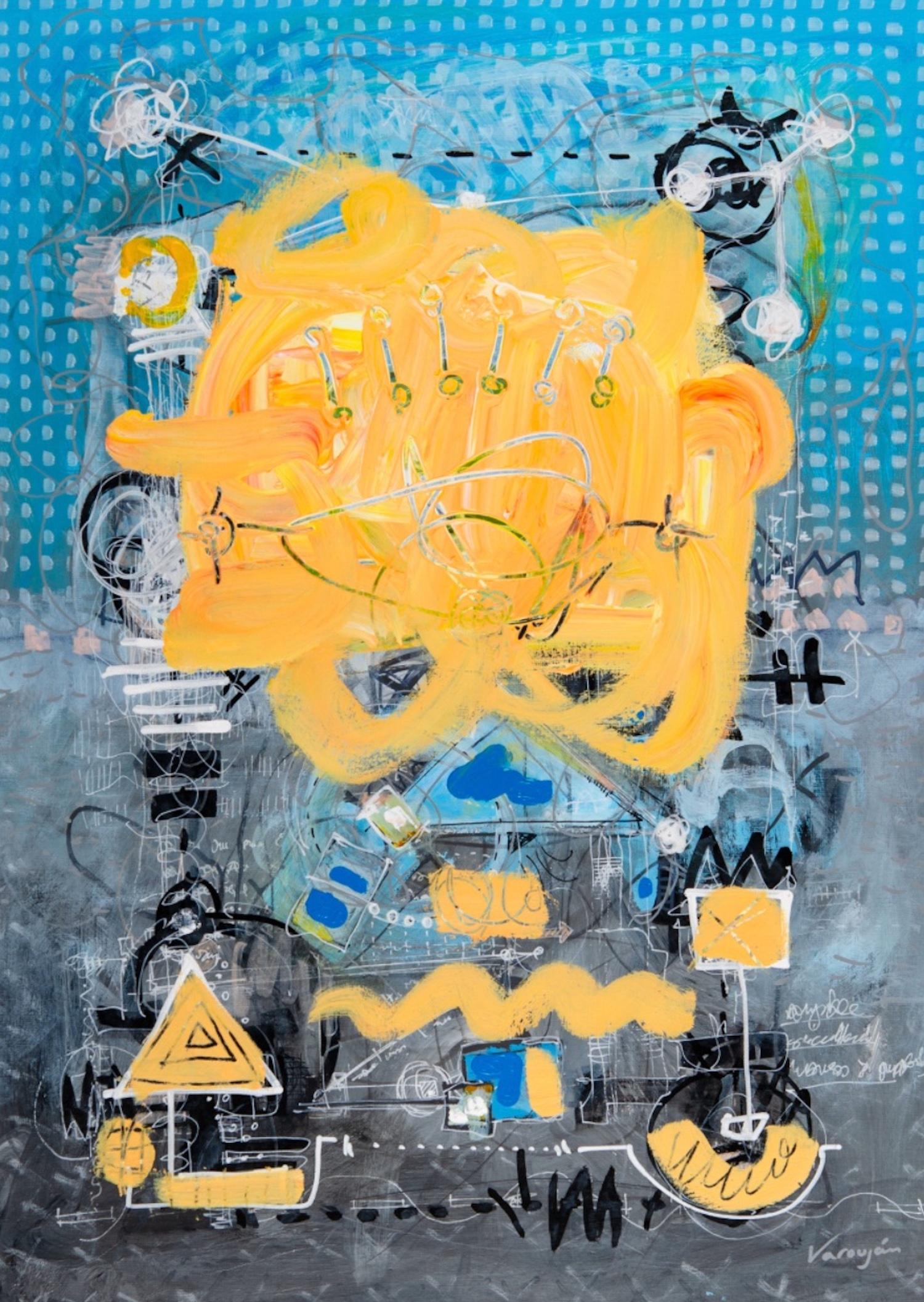 Abstract Surrealist Spray Paint Mixed Media Painting Mason Rader Outsider Art