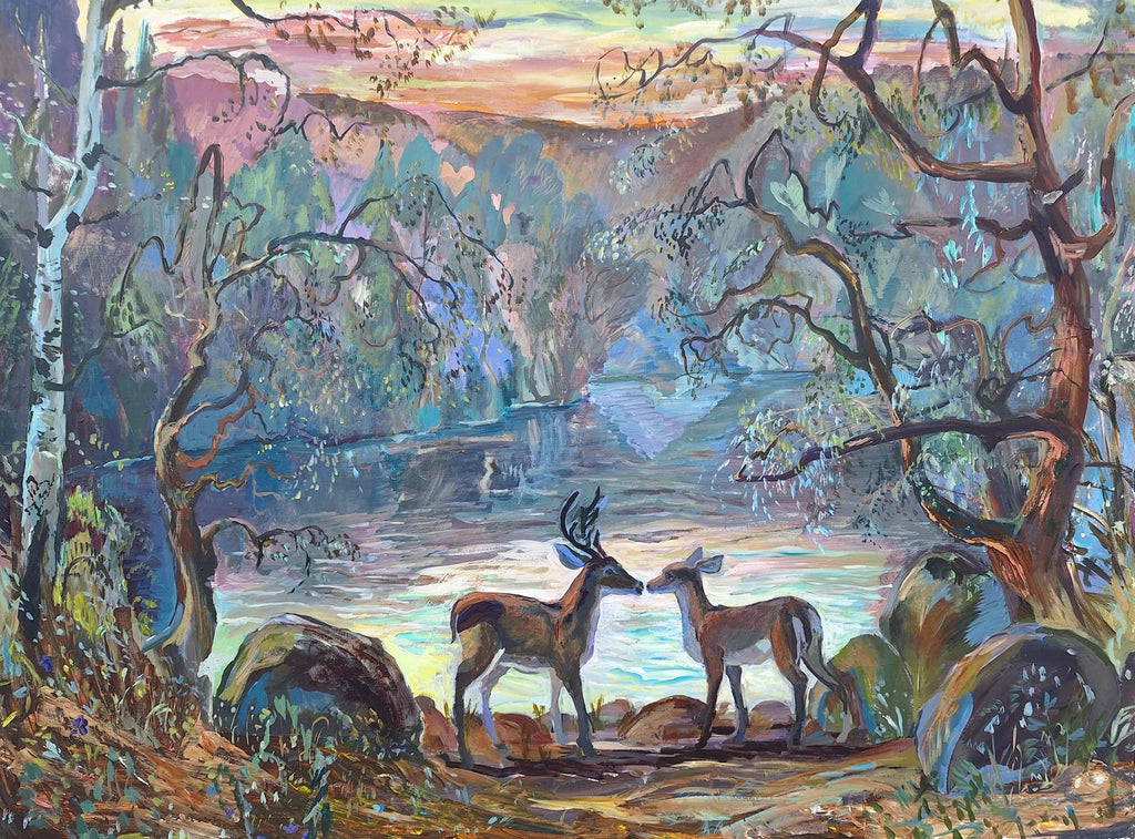 Original Painting "Promises" Tropical Jungle Painting Panthers, Gustavo Novoa