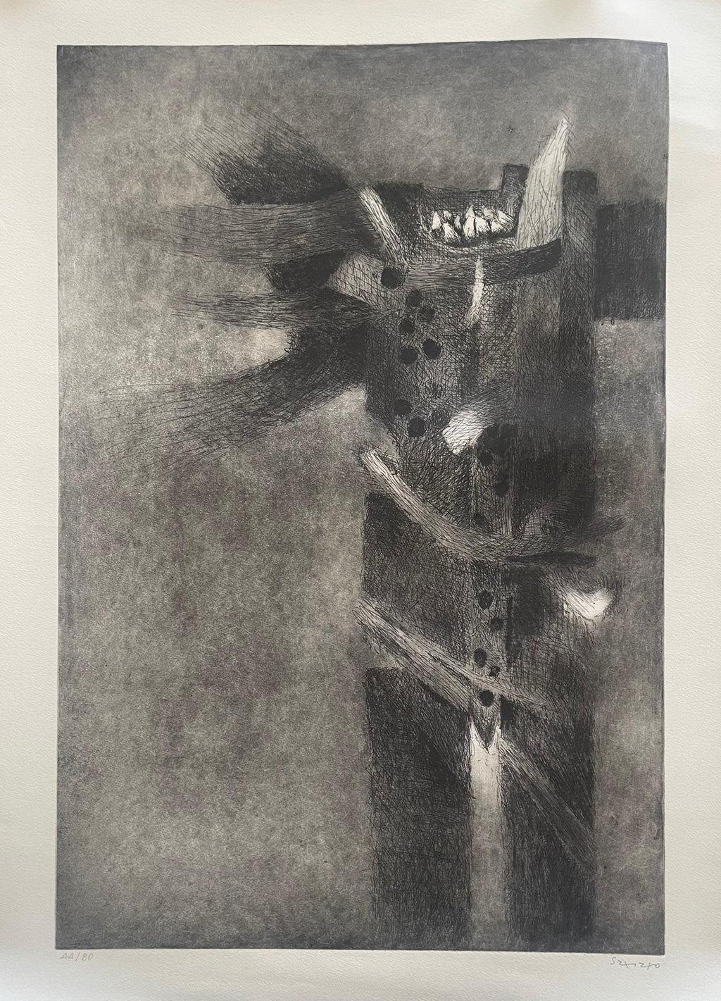 Dutch Fantastic Modern Etching, Jan Mensinga Old Master Style Wine Maker, Grapes