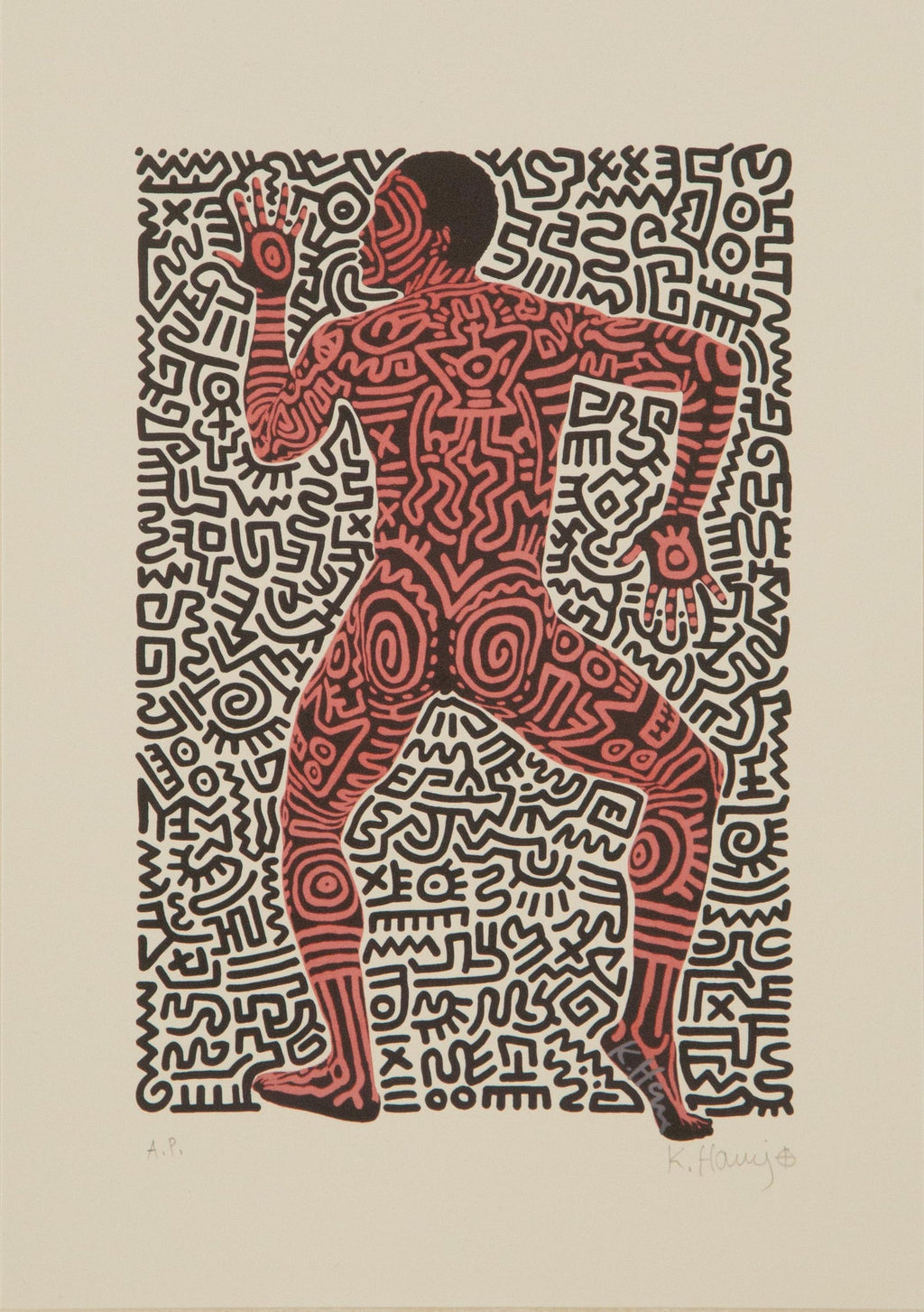 New Years 1988, Keith Haring Pop Art Nude Color Silkscreen Print Invitation