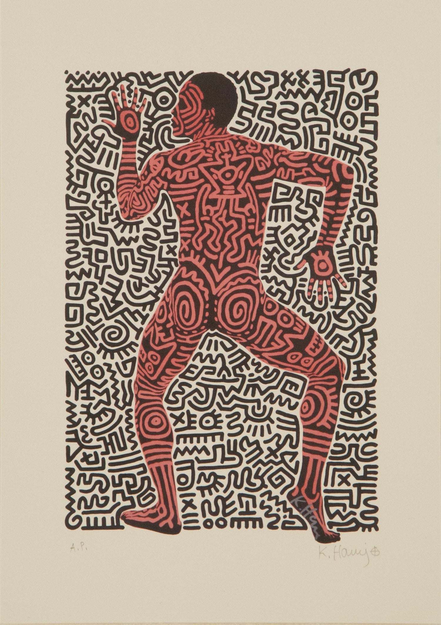 New Years 1988, Keith Haring Pop Art Nude Color Silkscreen Print Invitation