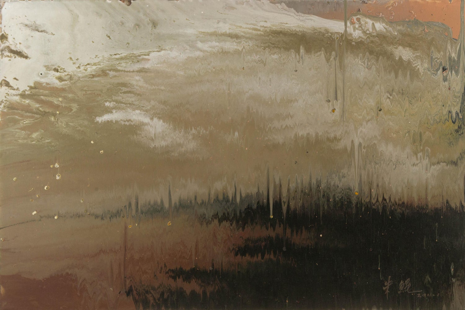 Mixed Media Asian Abstract Collage Painting Katherine Chang Liu Chinese American