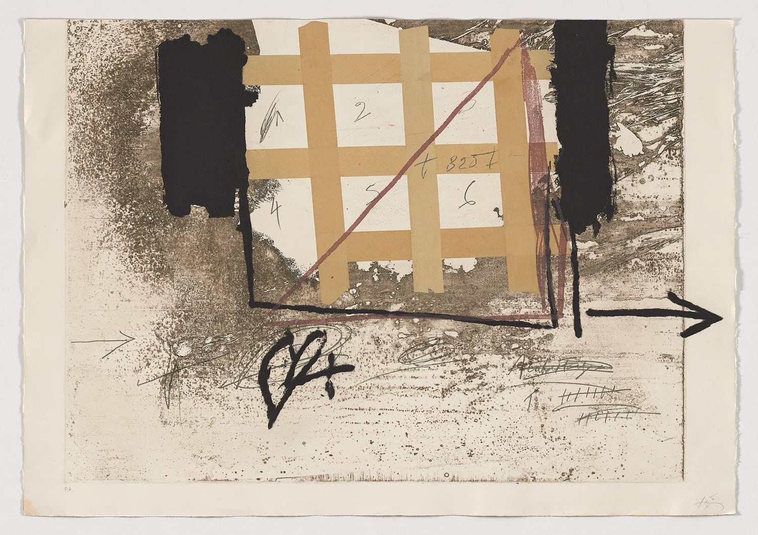 Spanish Post Modern Abstract Aquatint Color Etching Antoni Tapies