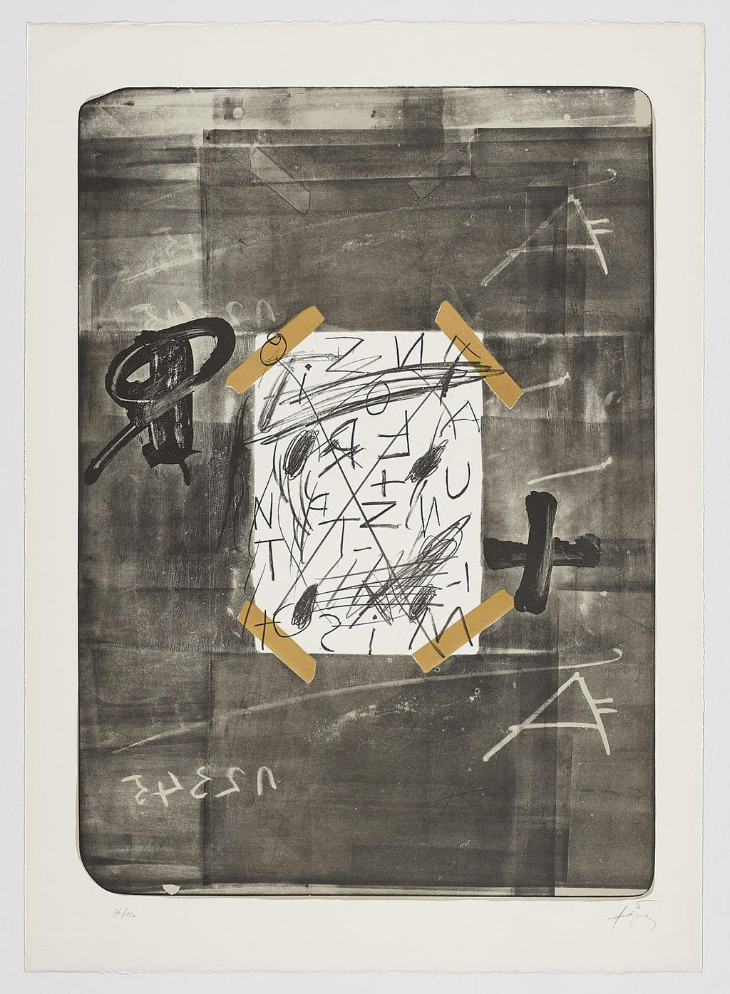 Spanish Post Modern Abstract Aquatint Color Etching Antoni Tapies