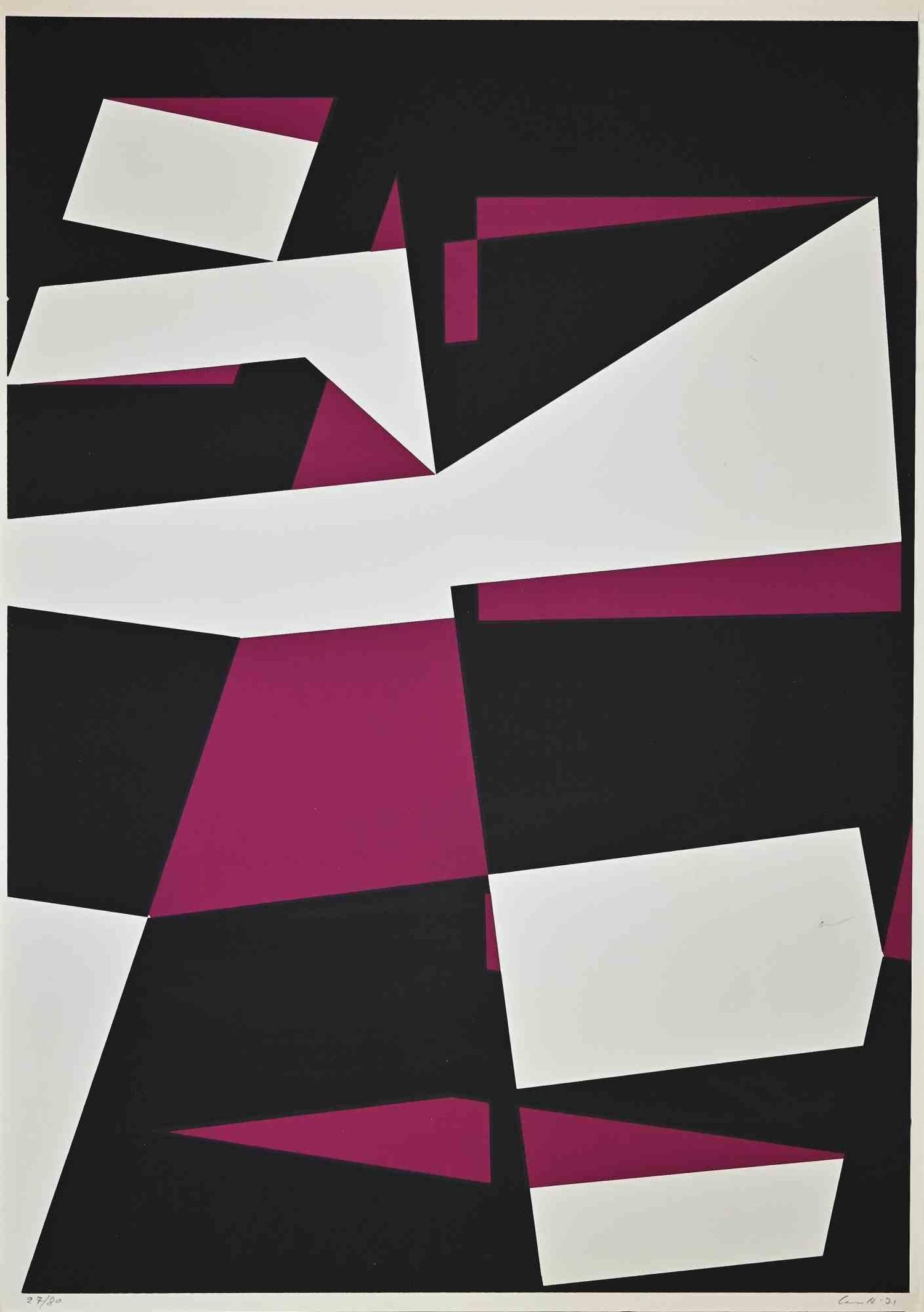 Motif (Purple), African American Artist Viola Leak Woodcut or Silkscreen Print