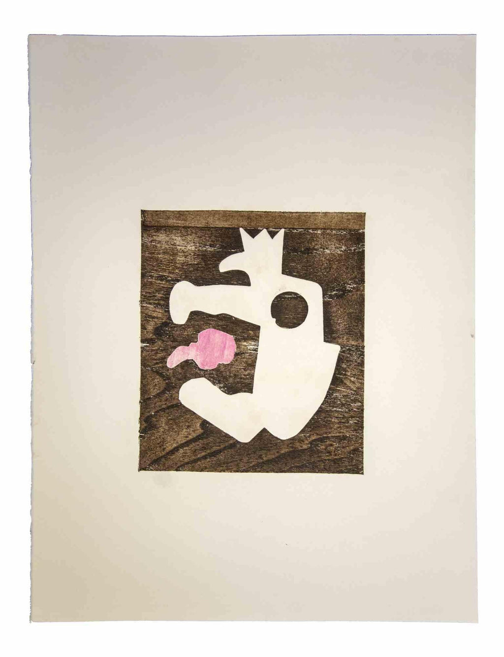 Huge Italian Neo Expressionist Mimmo Paladino Linoleum Block Print Atlantico