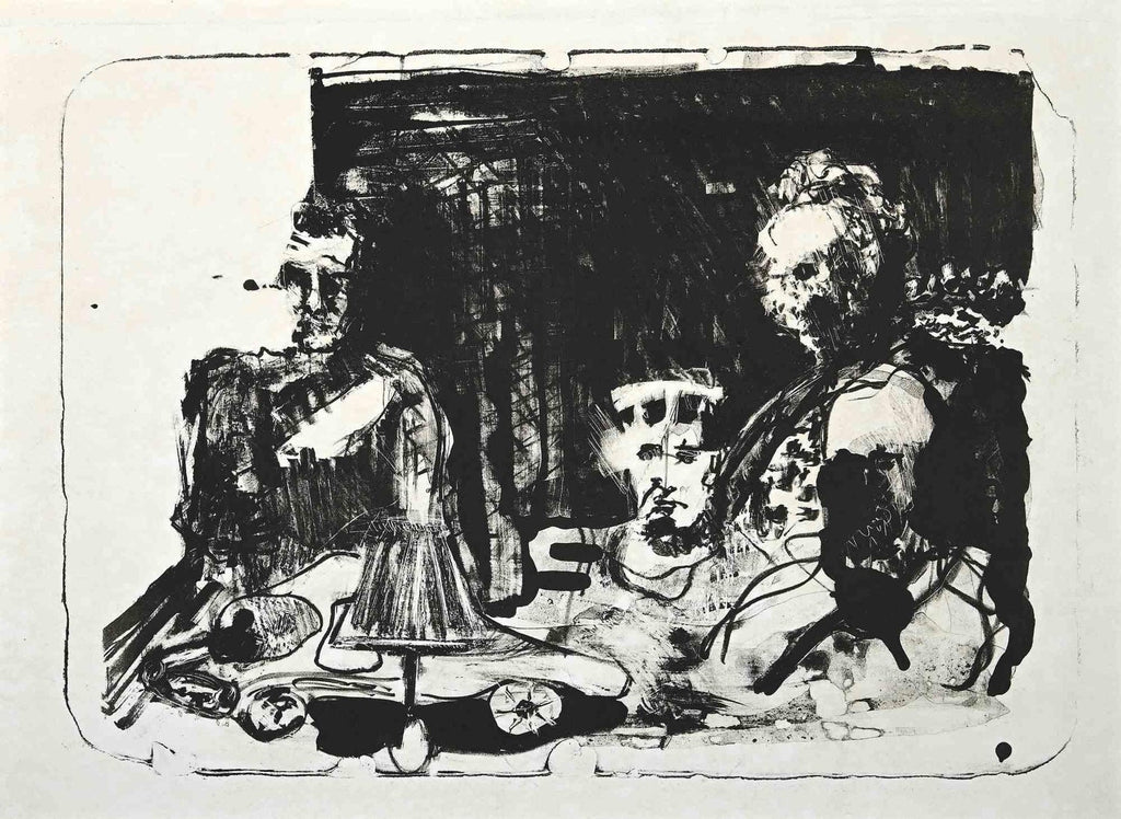Modernist British Israeli Lithograph Expressionist Figures