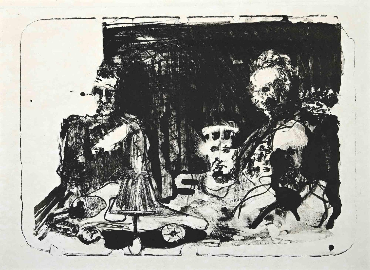 Modernist British Israeli Lithograph Expressionist Figures