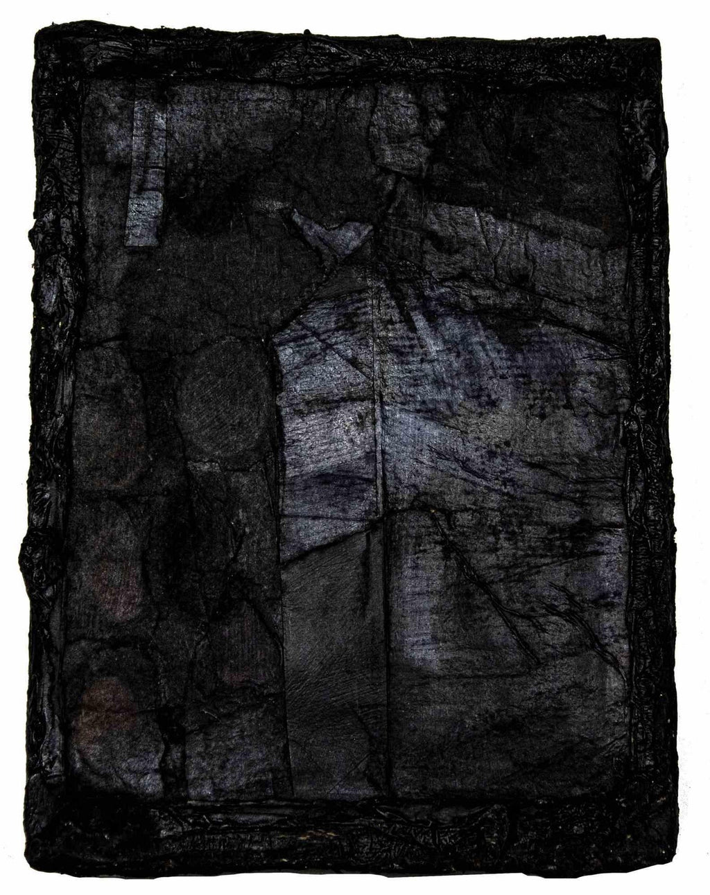 Minimalist  Black Oil Painting, Collage, Mixed Media on Canvas Kevin Larmon