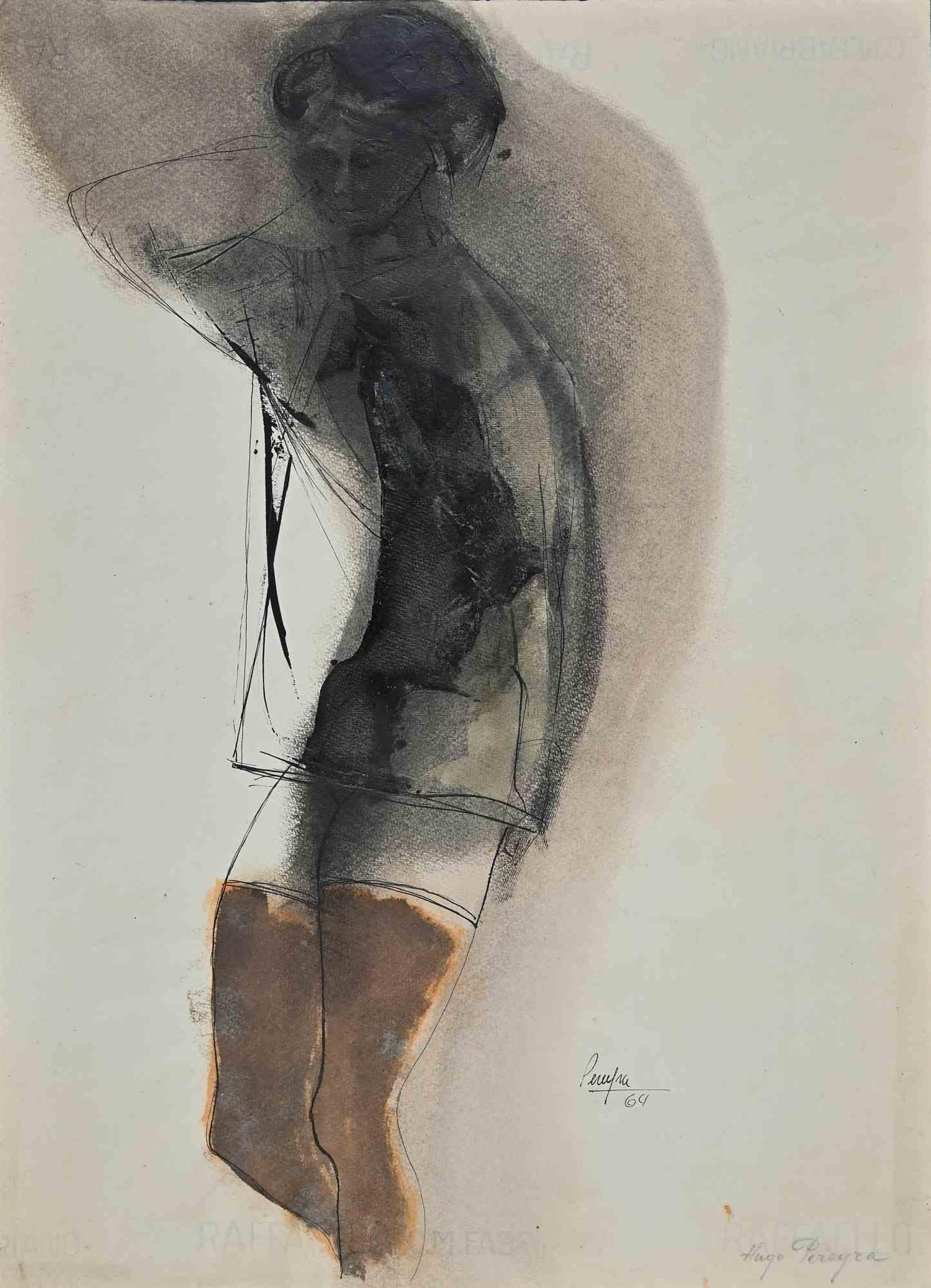 Large Drawing of Boy by French Armenian Modernist Jean Jansem Ecole De Paris Art
