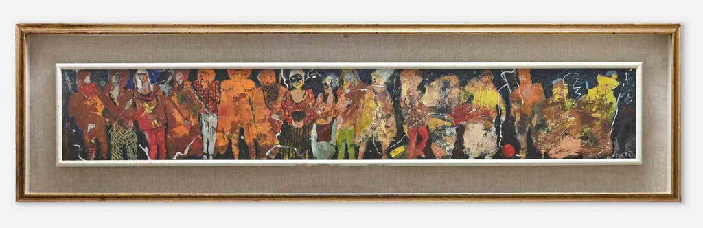 Large Oil Painting Circus Scene Clowns Rediscovered NY Artist Jonah Kinigstein