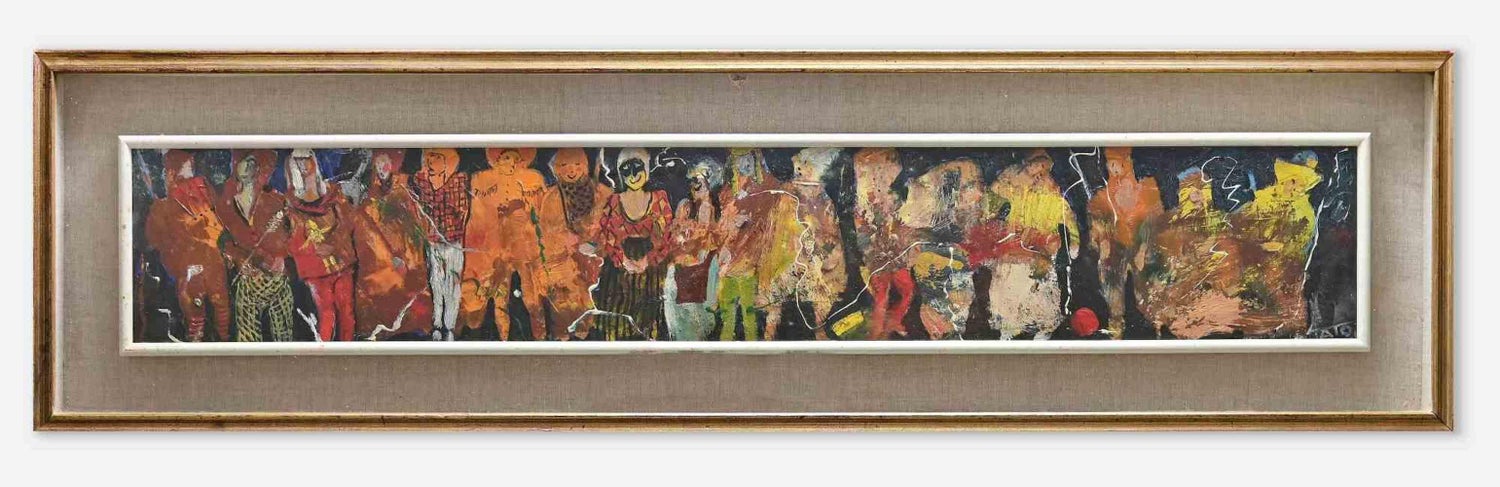Large Oil Painting Circus Scene Clowns Rediscovered NY Artist Jonah Kinigstein