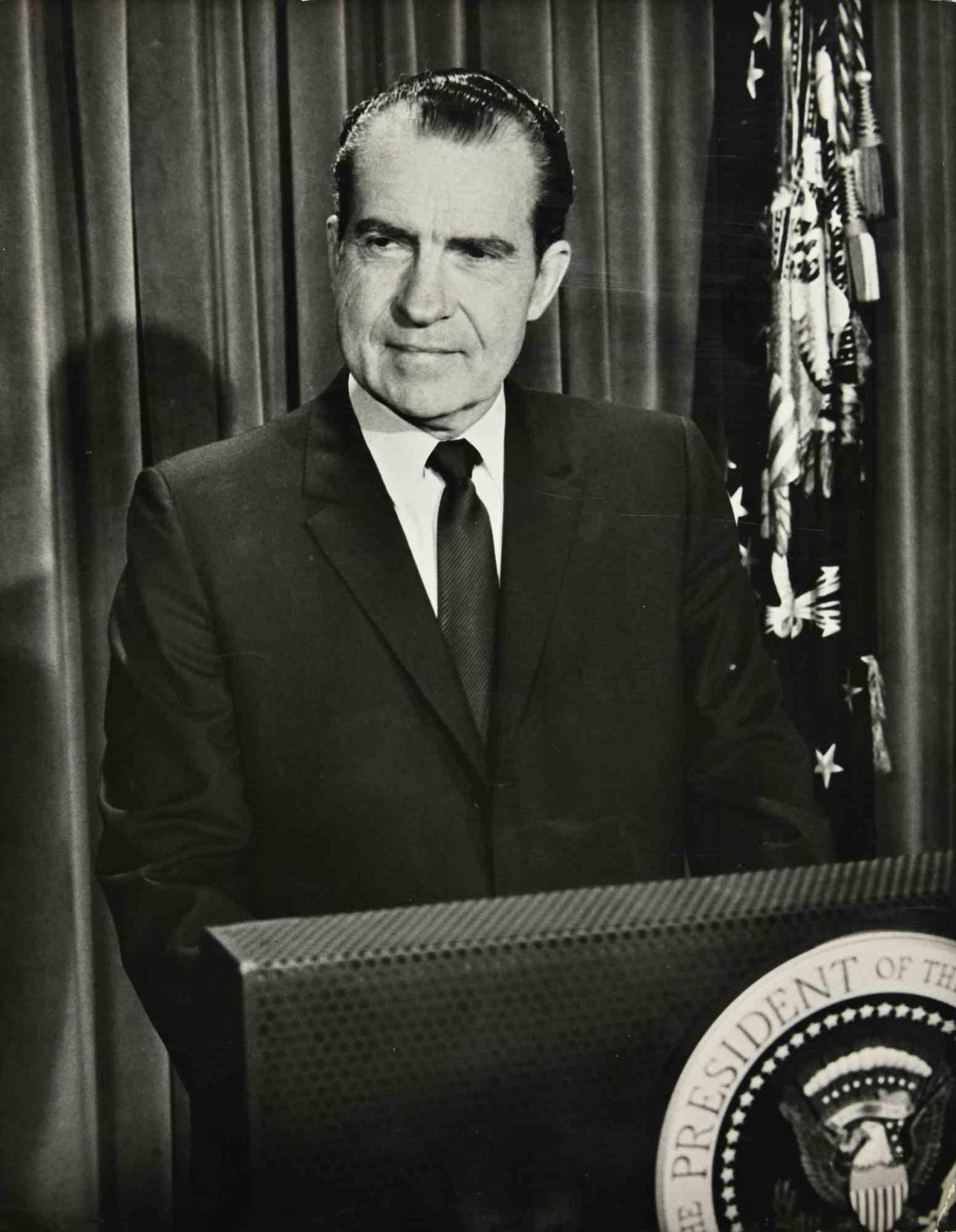 Vintage Print Silver Gelatin Signed Photo President Richard Nixon Innaugural