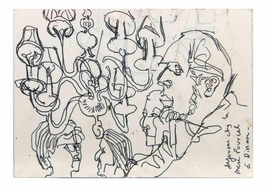 Boston Expressionist Conte Pencil Drawing "Still Life with Flies" Hyman Bloom