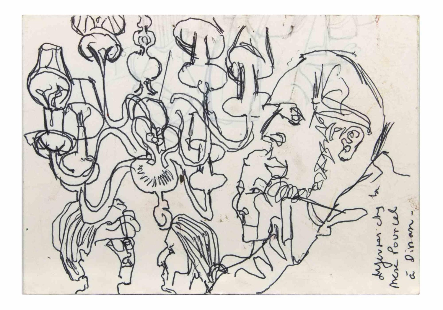 Boston Expressionist Conte Pencil Drawing "Still Life with Flies" Hyman Bloom