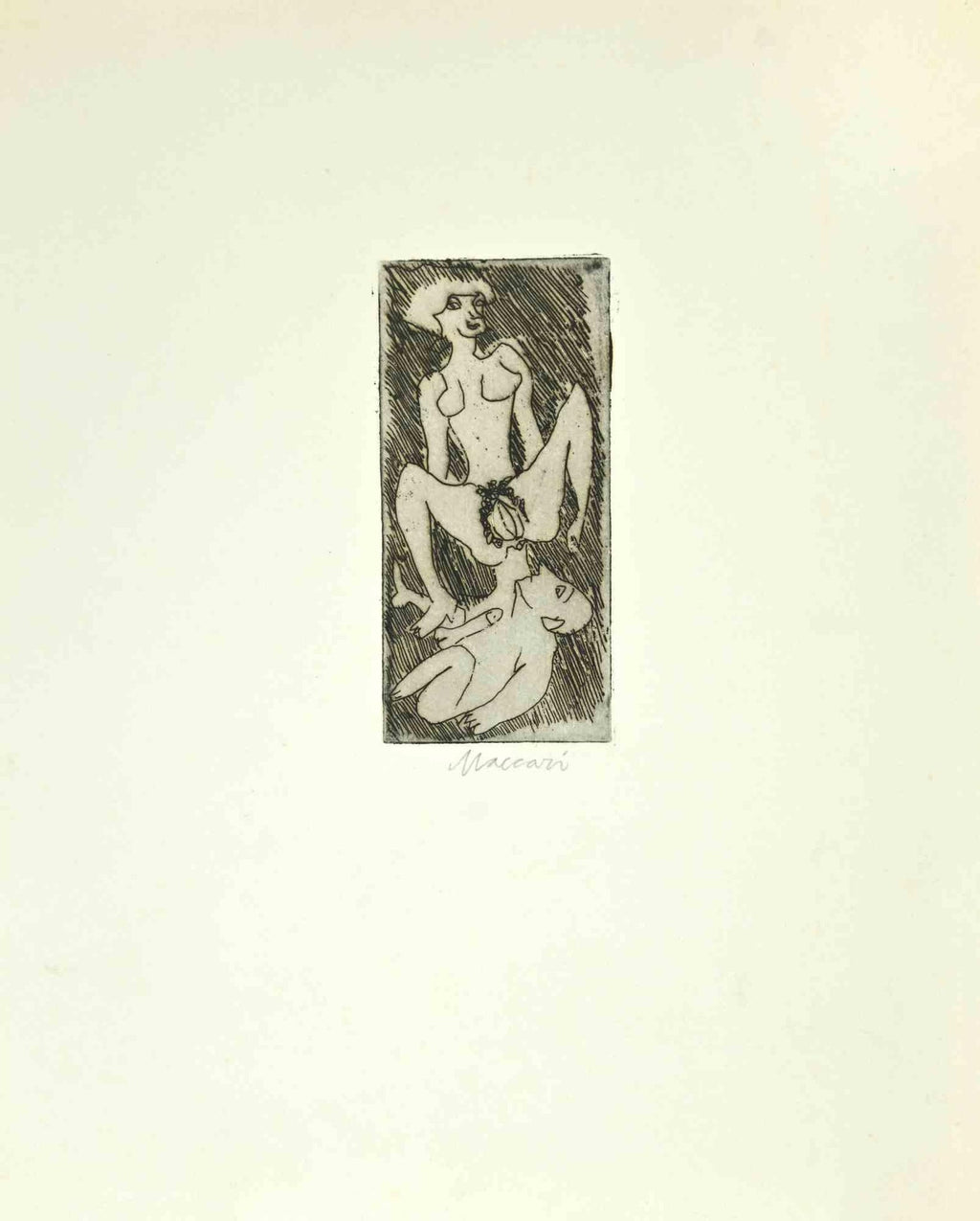 Erotic Nude French Surrealist Aquatint Etching Photo Collage Silkscreen Print