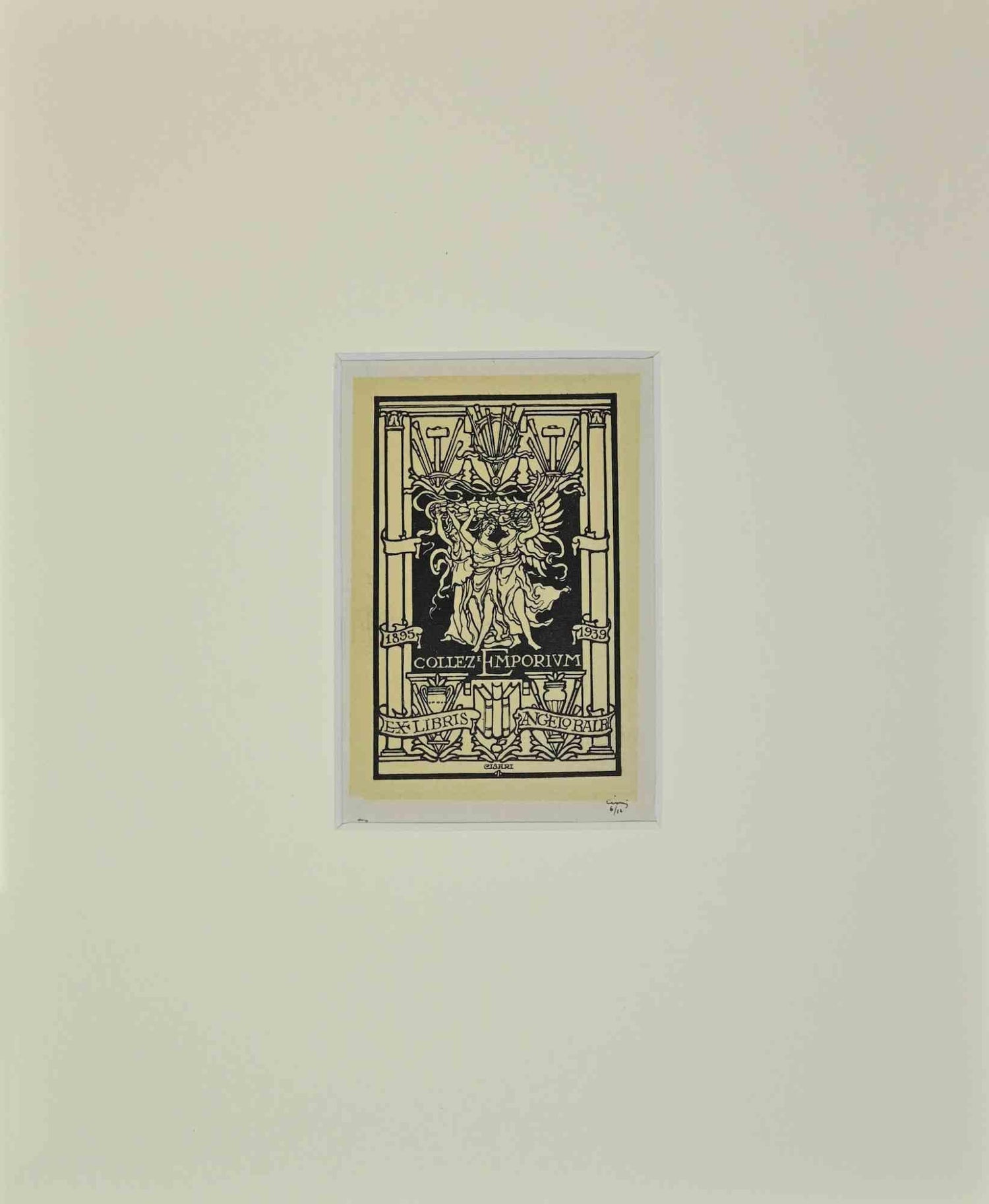 Vintage Vibrant Mod Divine Comedy Dante Inferno Virgil Woodblock Woodcut Print